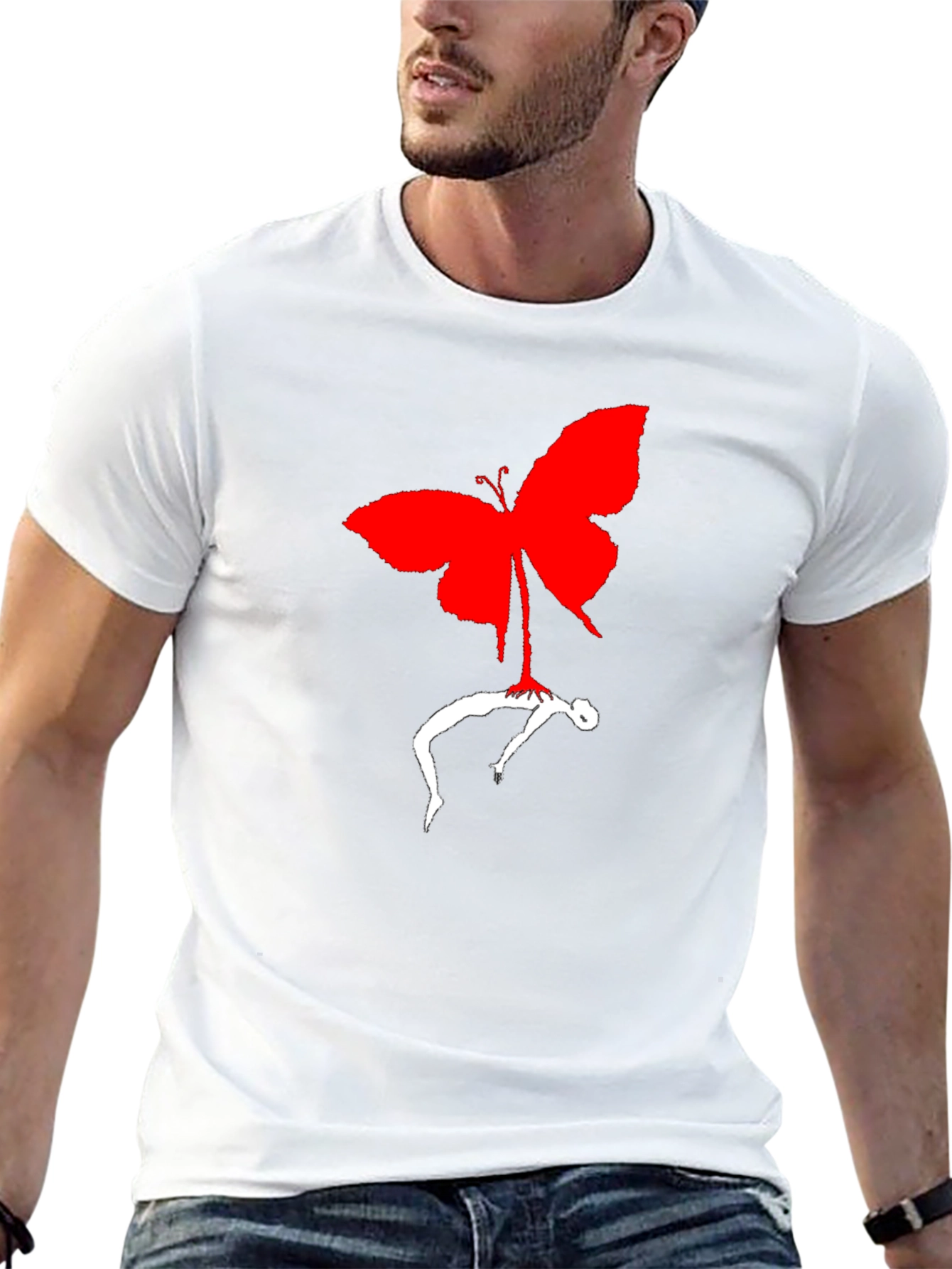 Butterfly Silhouette Graphic Tee - Black