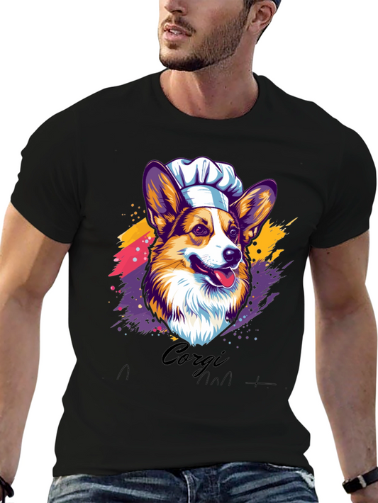 Chef Corgi T-Shirt - Cartoon Dog Tee