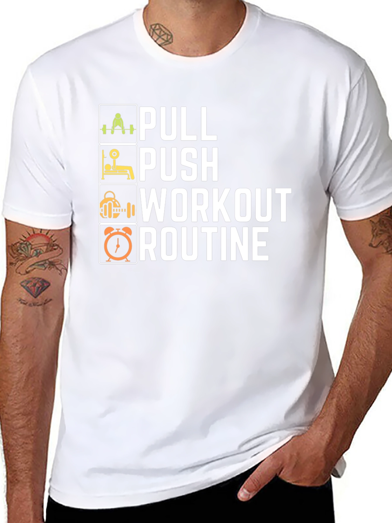 Pull Push Workout Routine Mens T-Shirt - Black