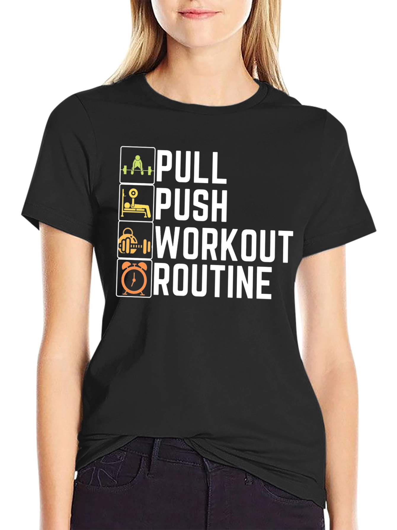 Pull Push Workout Routine Mens T-Shirt - Black