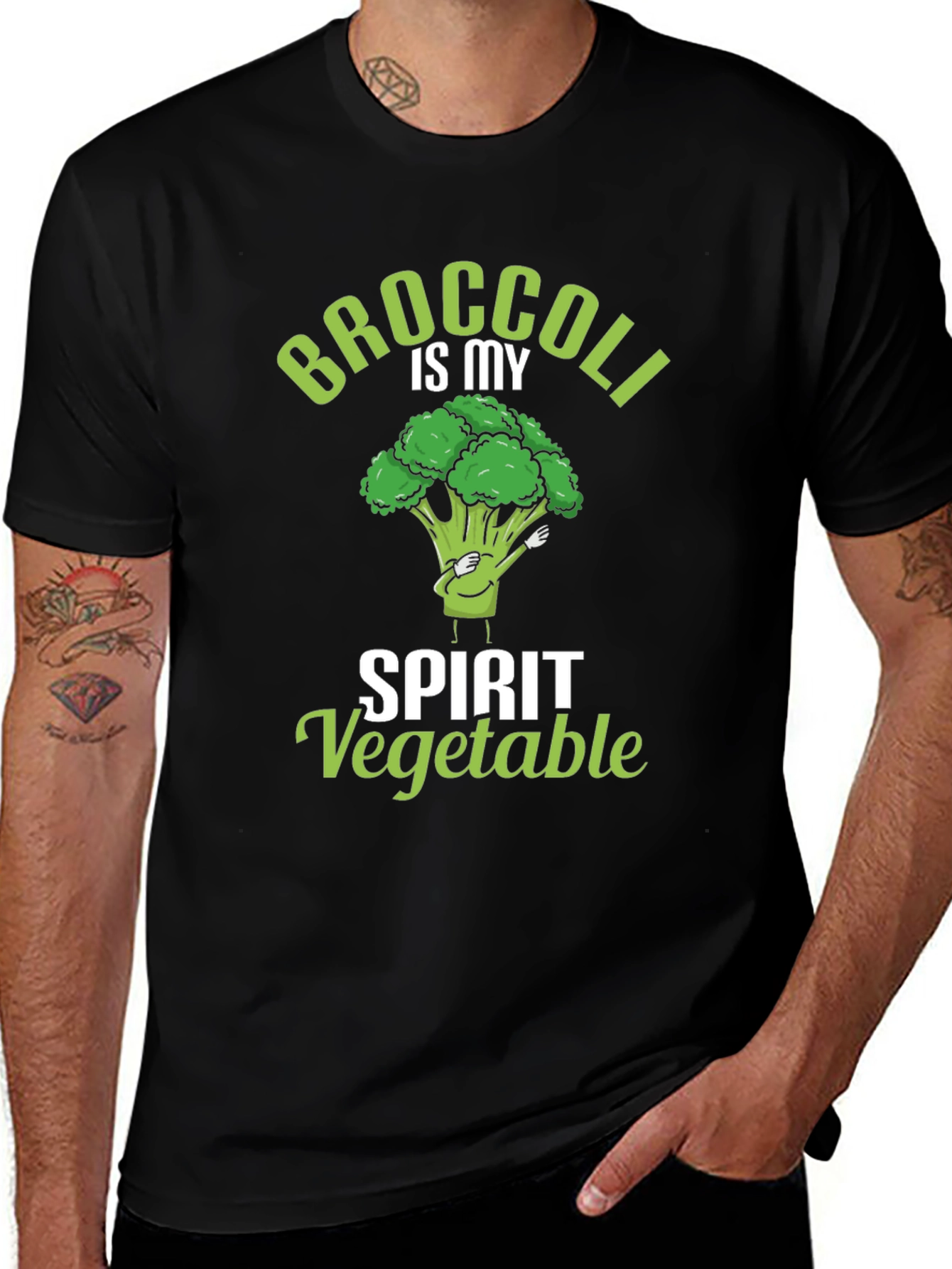 Broccoli is My Spirit Vegetable Black T-Shirt