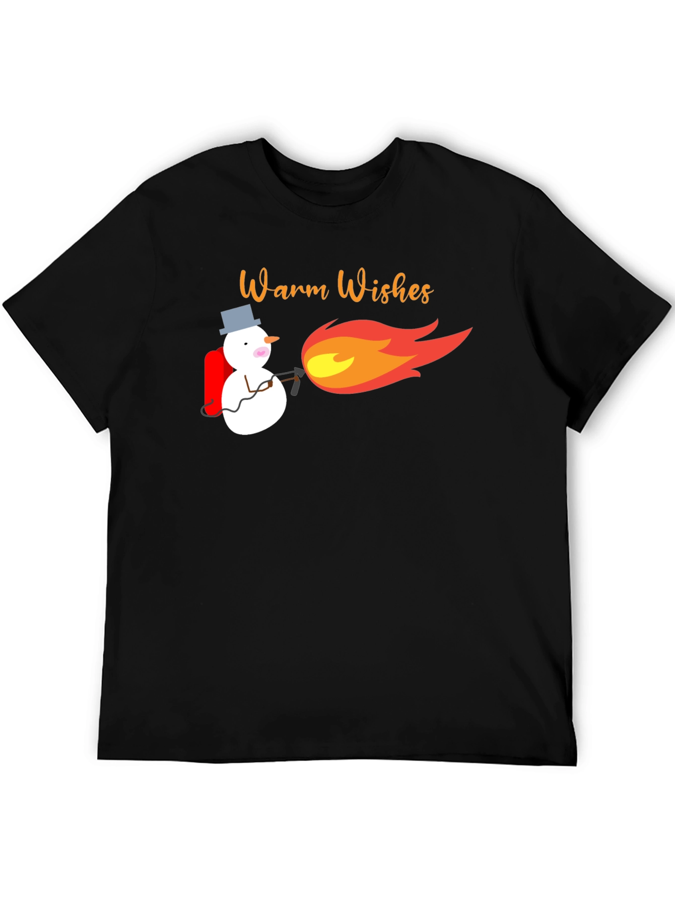 Warm Wishes Snowman Blowtorch Black T-Shirt