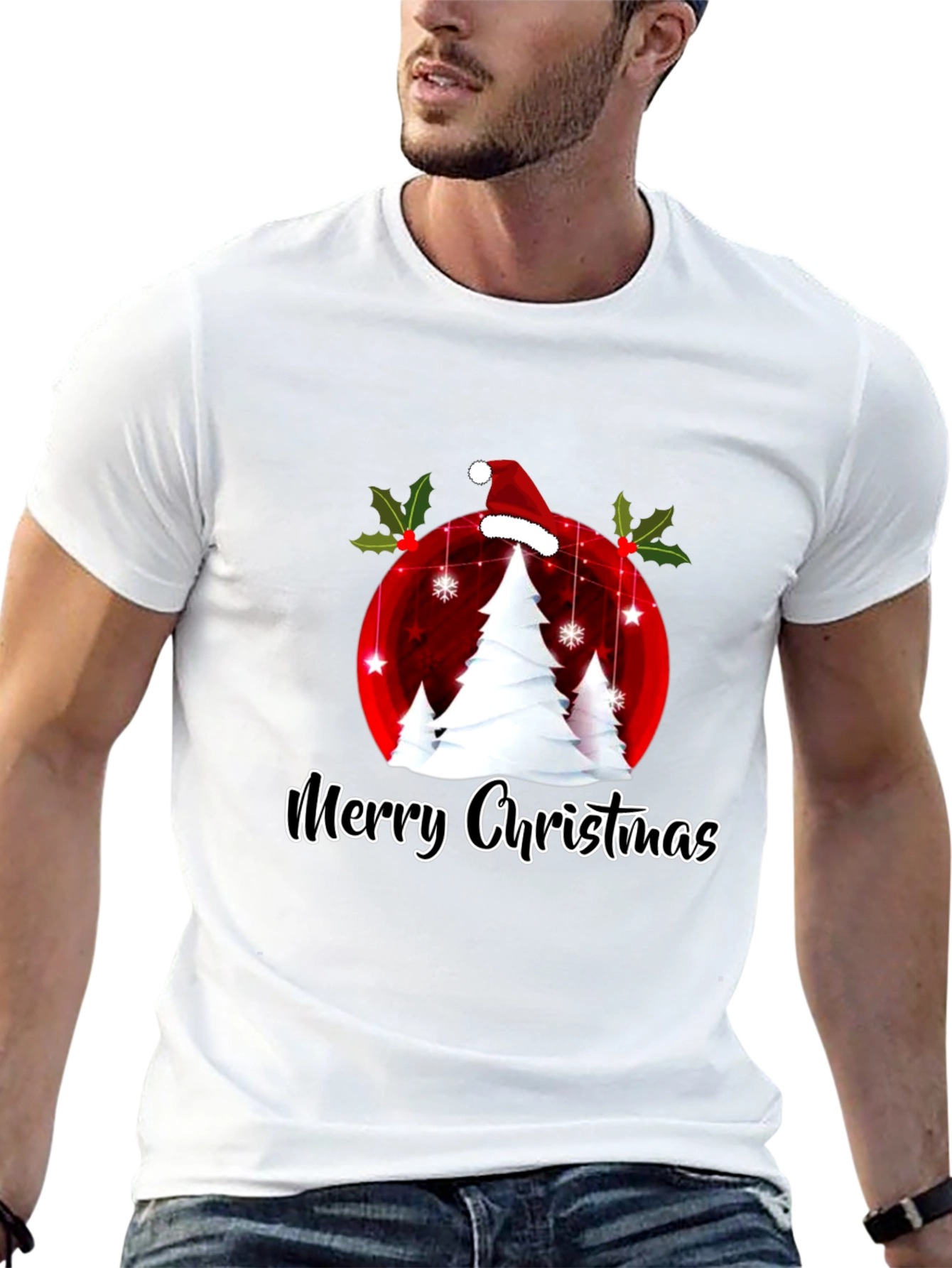 Festive Merry Christmas Tree Graphic Tee