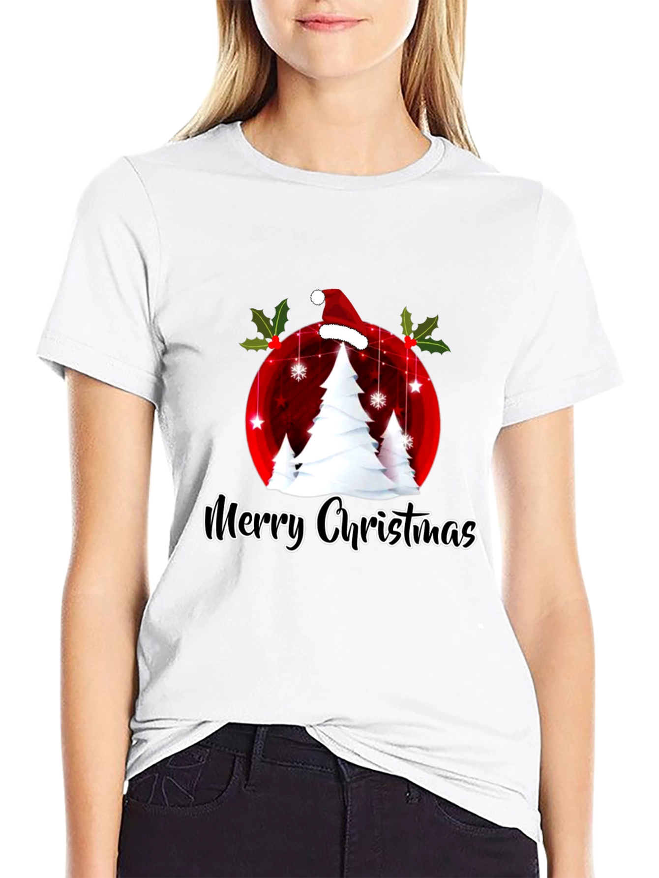 Festive Merry Christmas Tree Graphic Tee