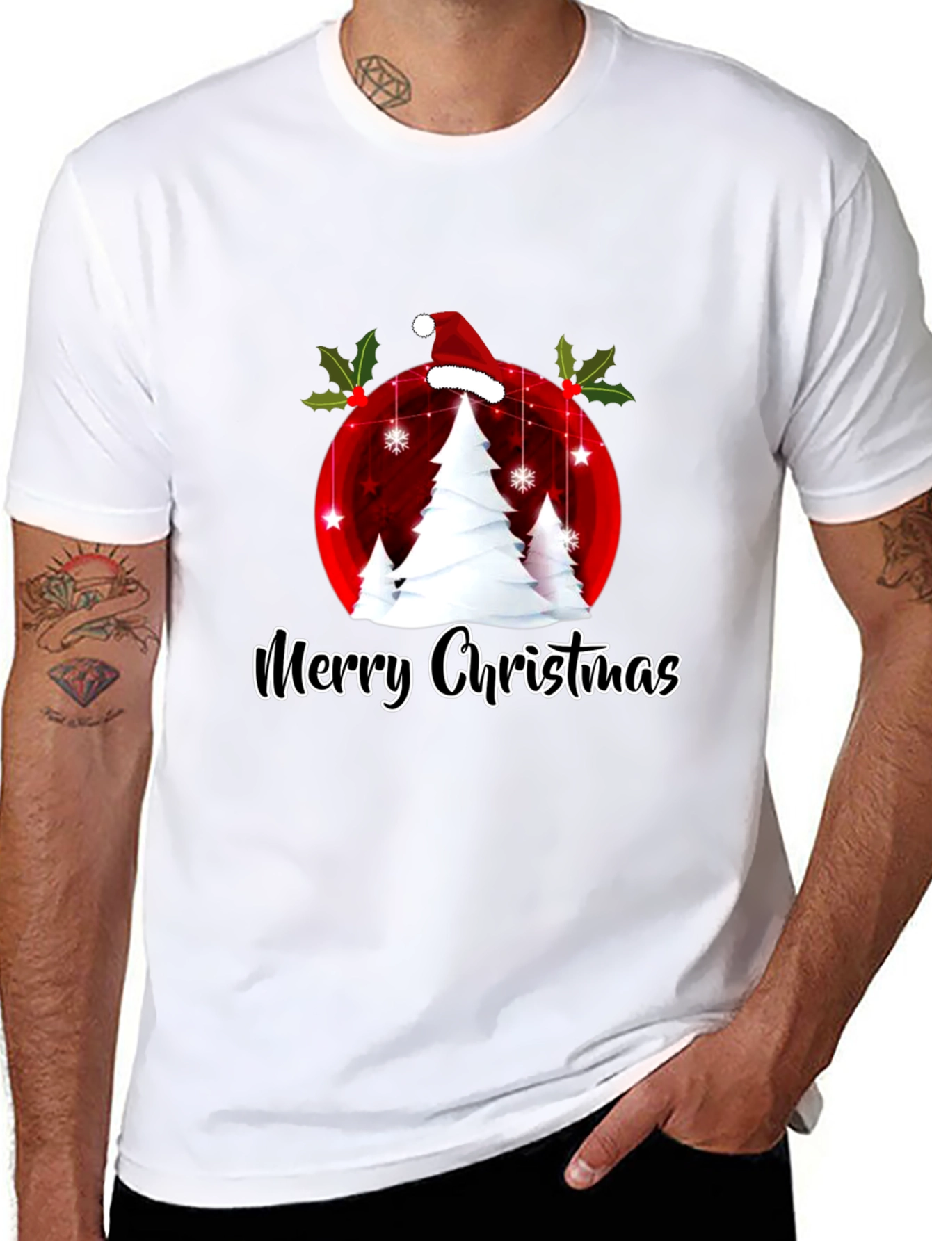 Festive Merry Christmas Tree Graphic Tee
