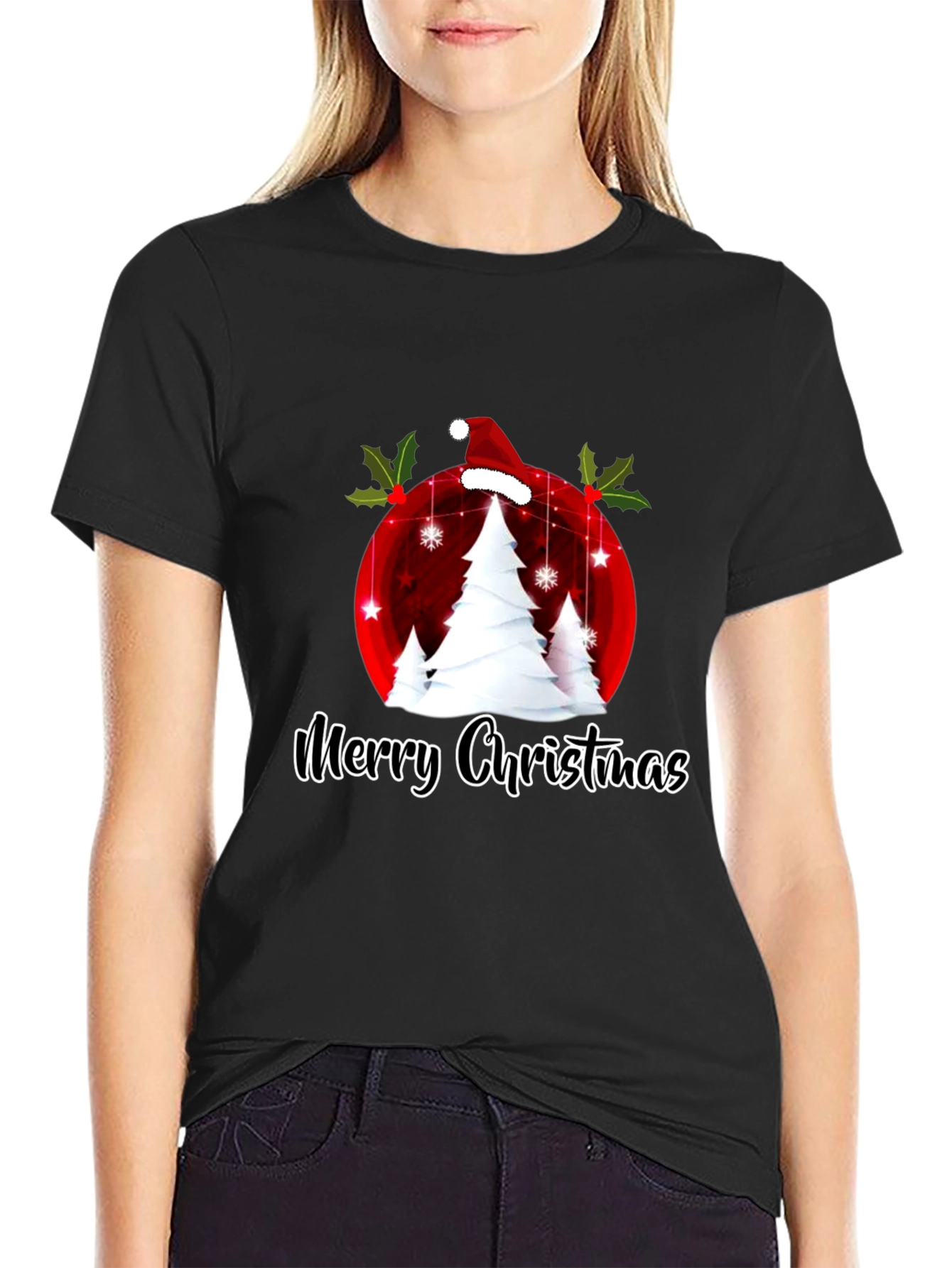 Festive Merry Christmas Tree Graphic Tee