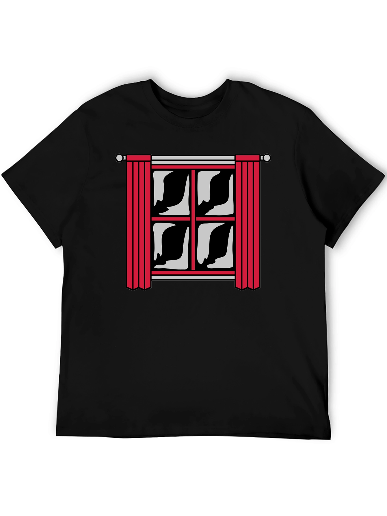 Window Graphic Print Mens Black T-Shirt