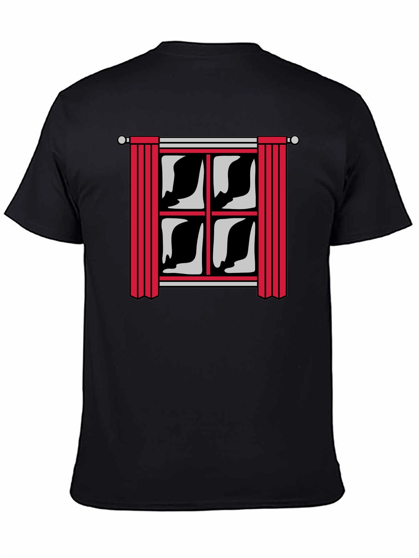 Window Graphic Print Mens Black T-Shirt