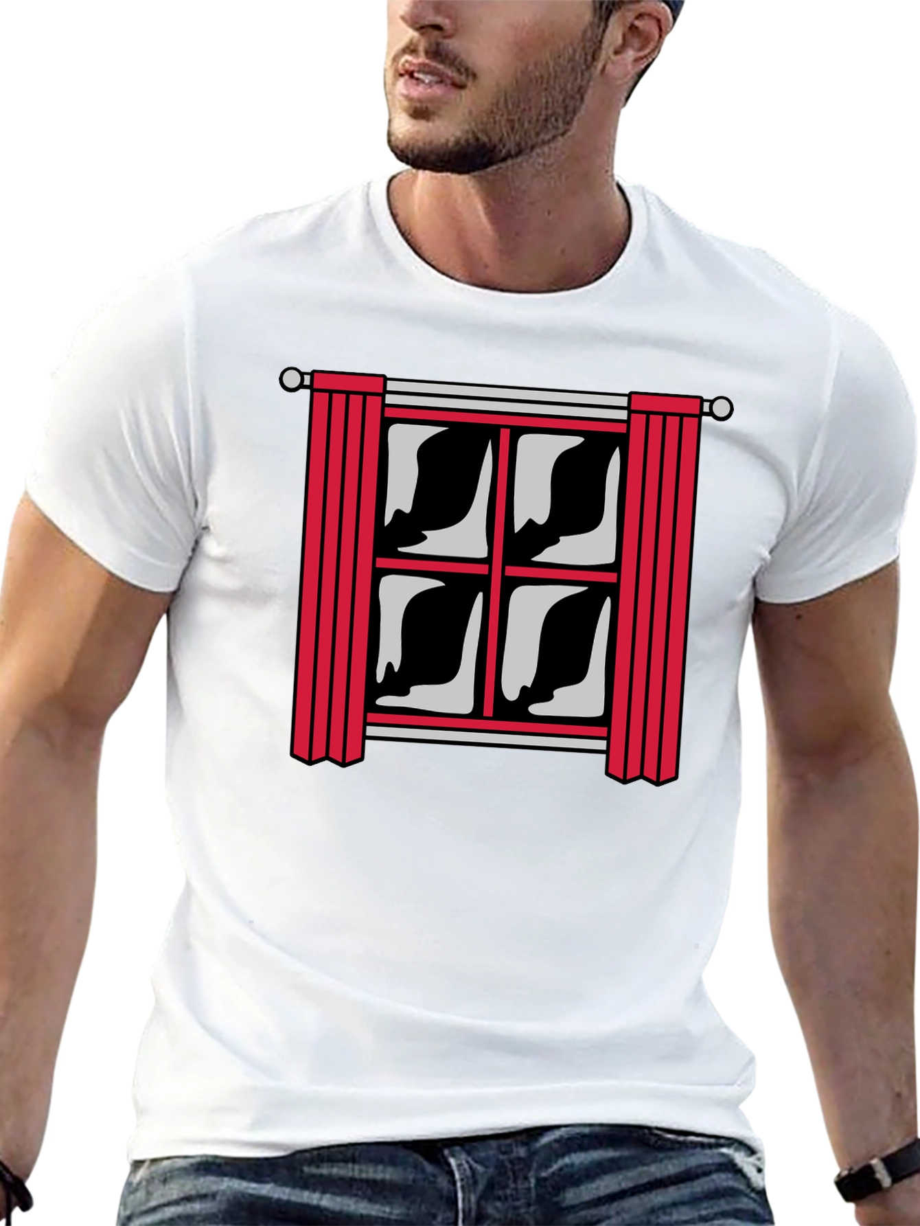 Window Graphic Print Mens Black T-Shirt