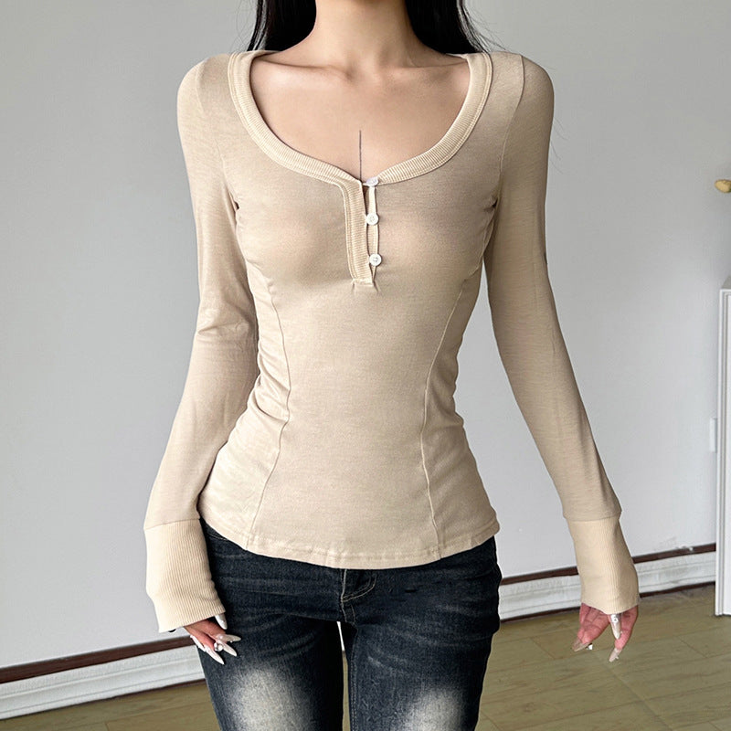 Half open collar Rowan splicing split short top