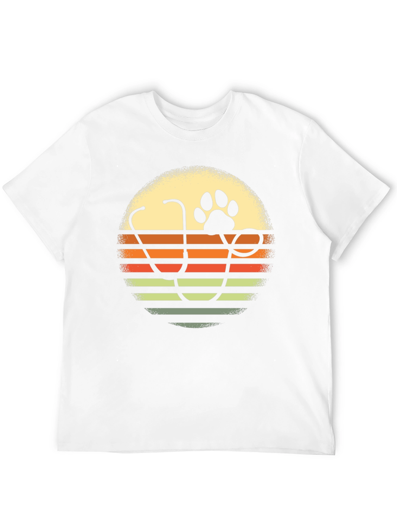 Veterinarian Paw Print Sunset Graphic T-Shirt
