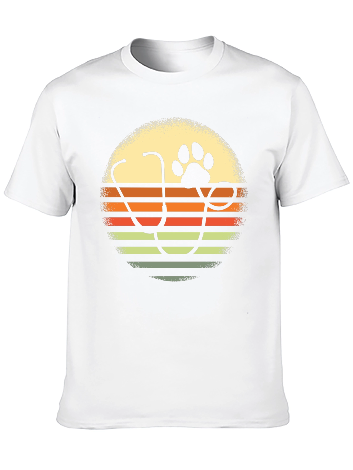 Veterinarian Paw Print Sunset Graphic T-Shirt