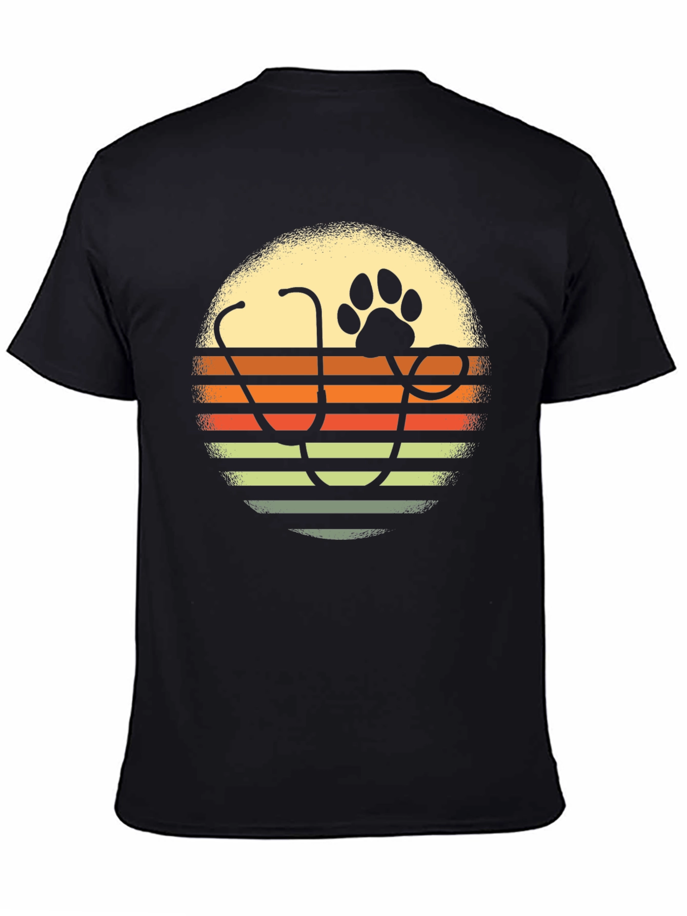 Veterinarian Paw Print Sunset Graphic T-Shirt