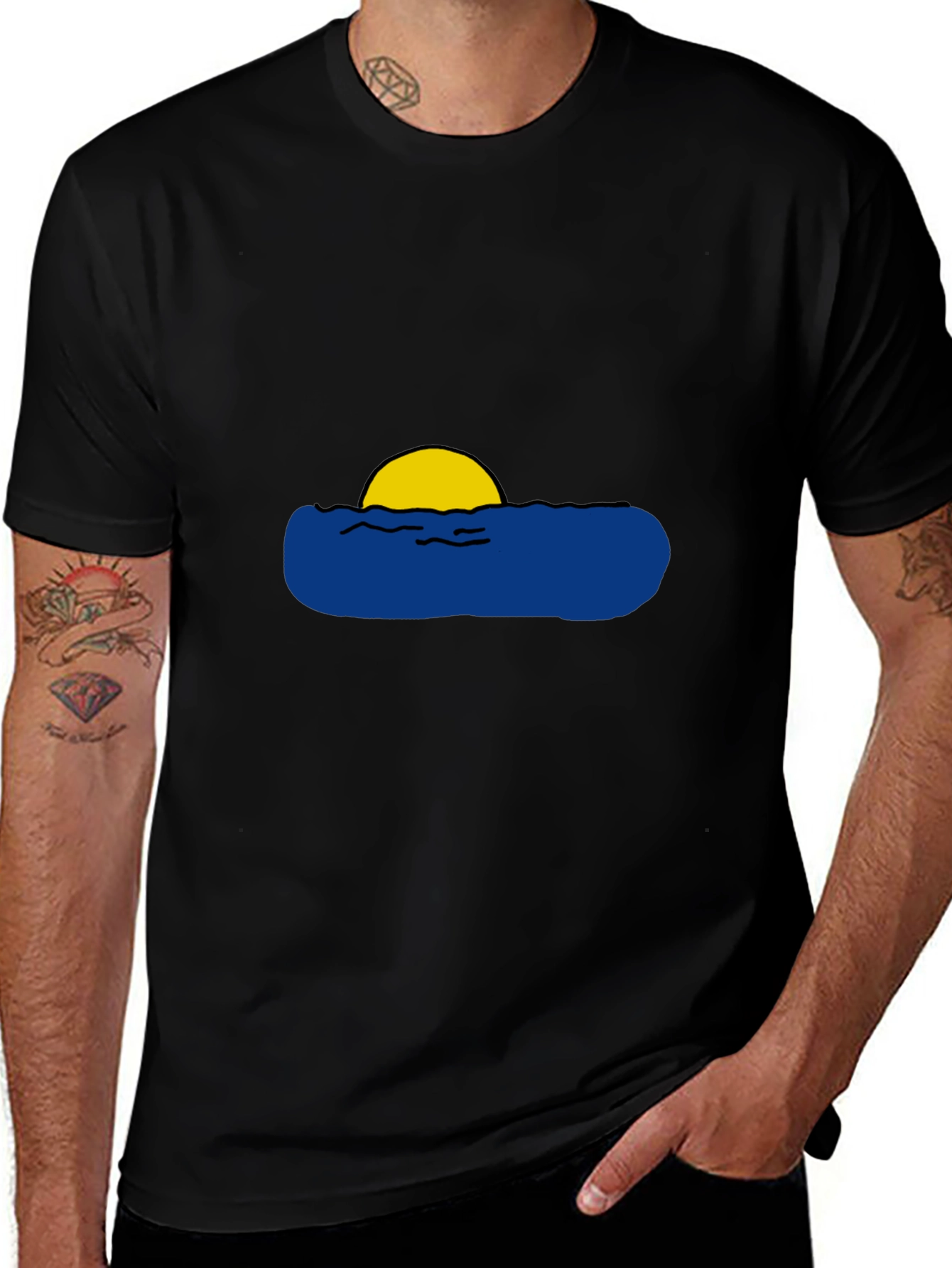 Sunset Waves Graphic Black T-Shirt