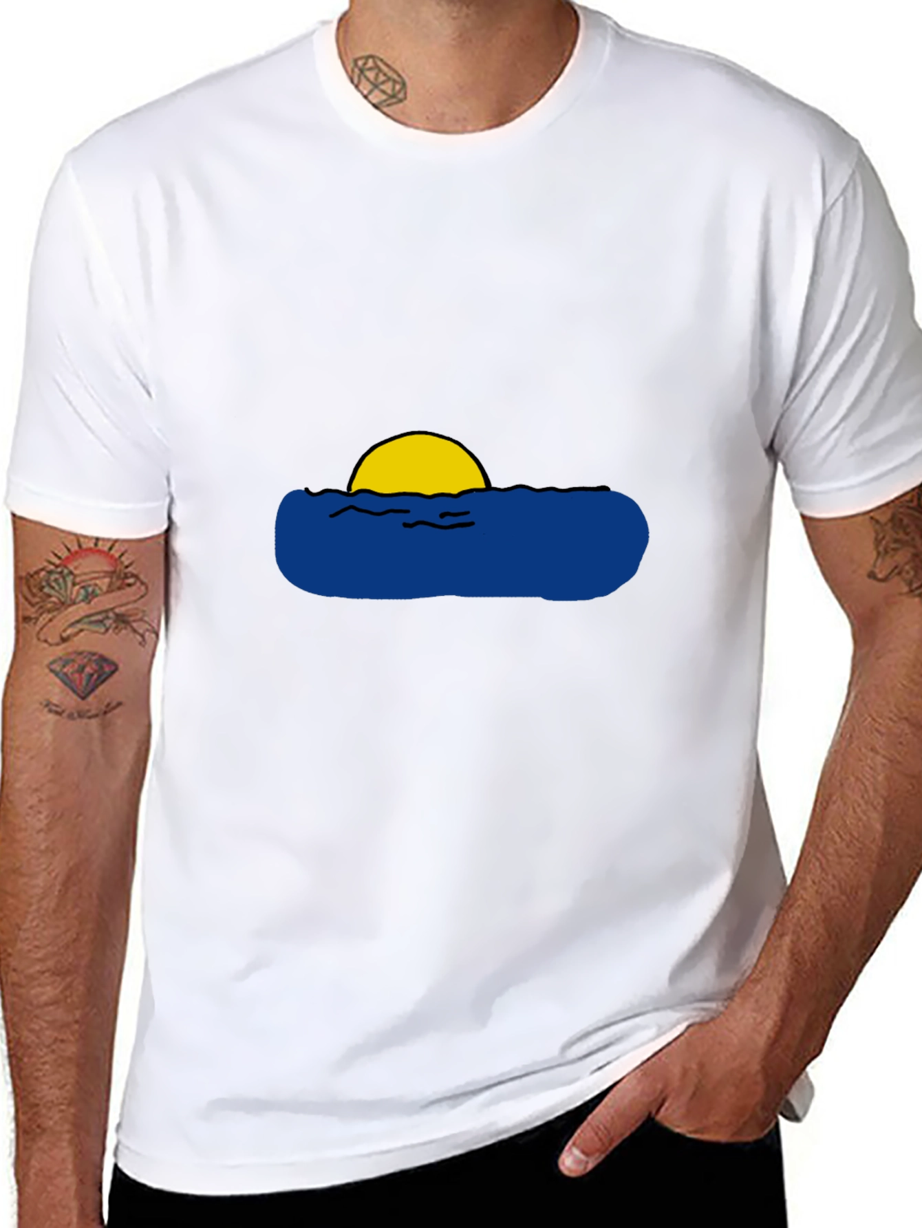Sunset Waves Graphic Black T-Shirt