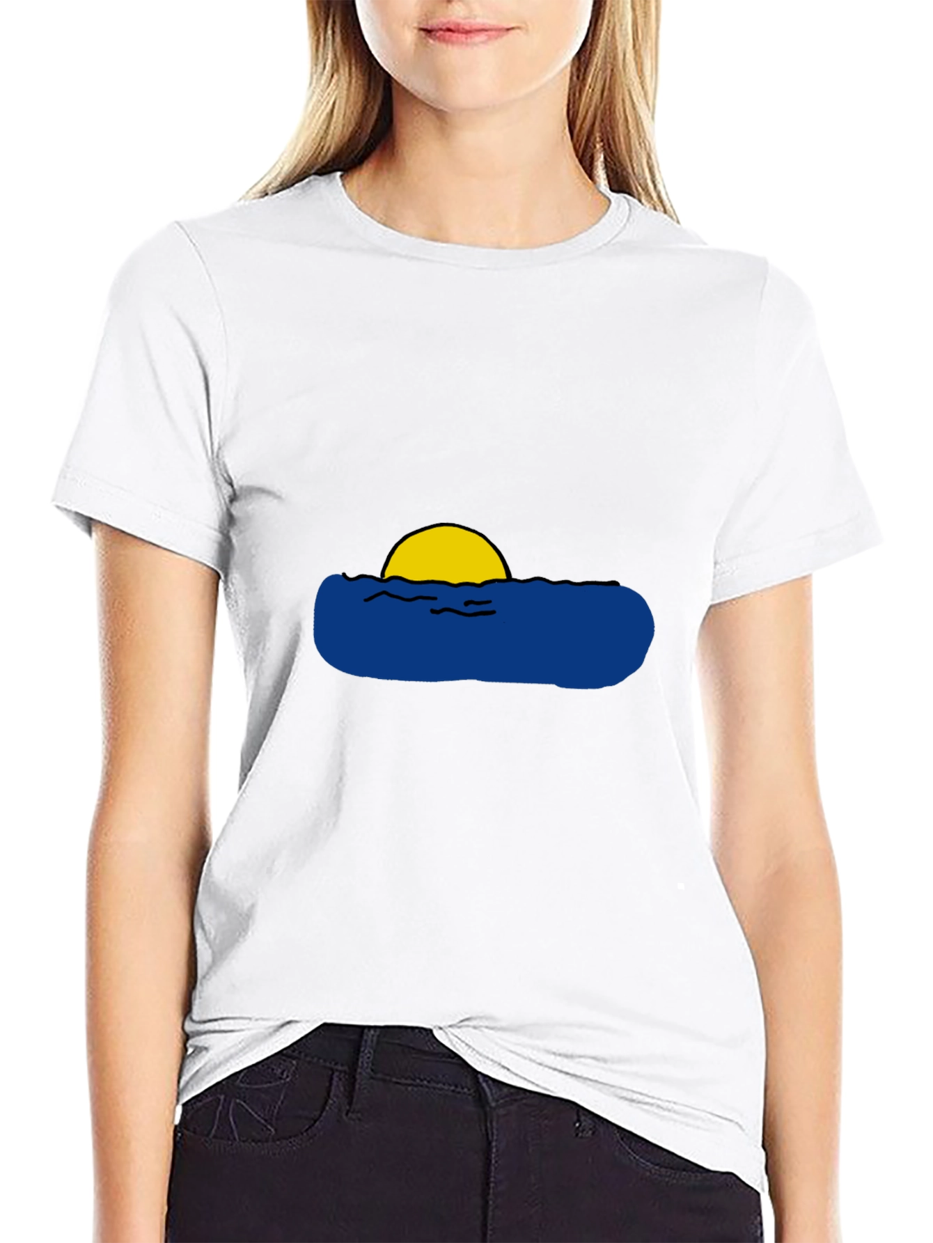 Sunset Waves Graphic Black T-Shirt