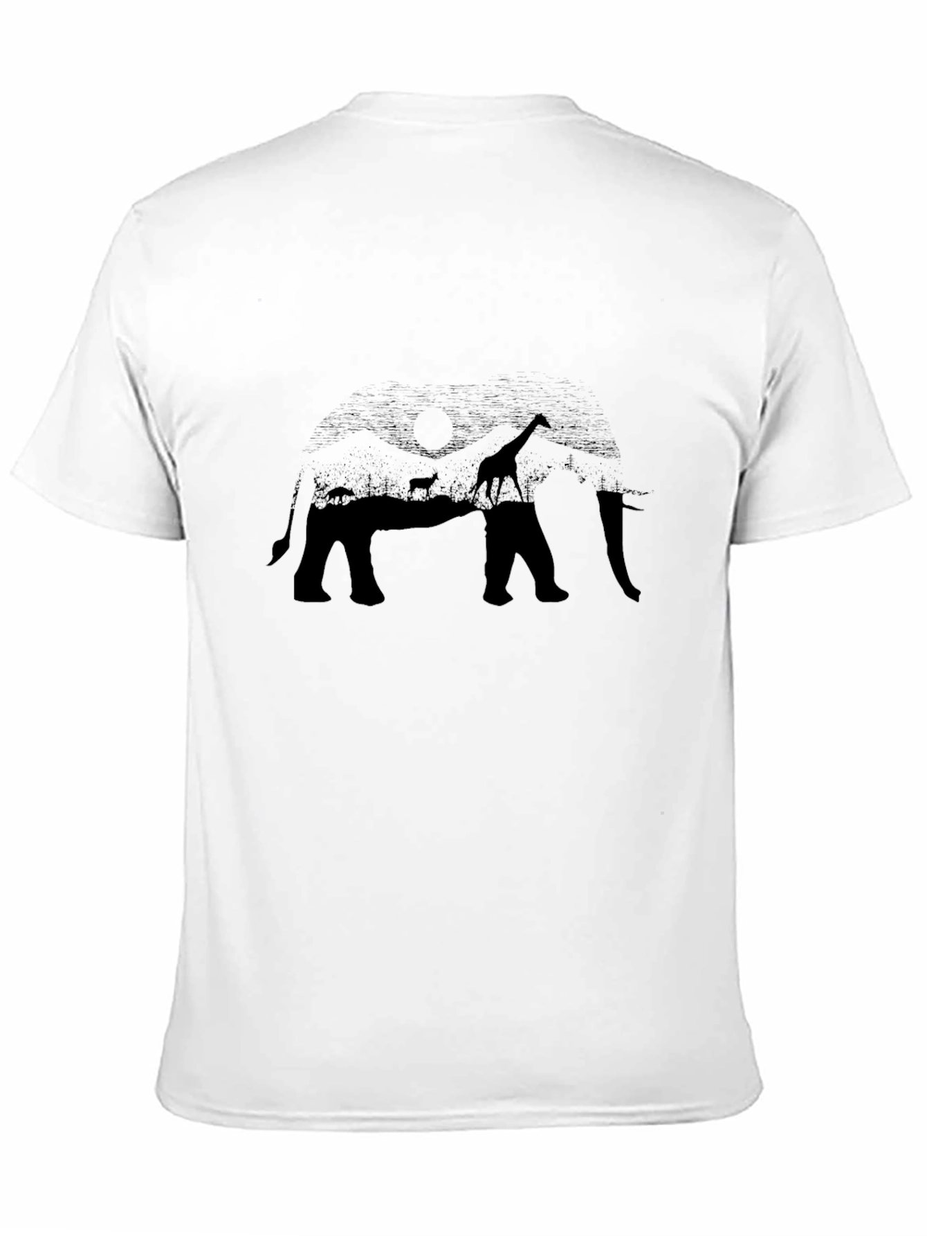Elephant Silhouette Graphic Tee - Black