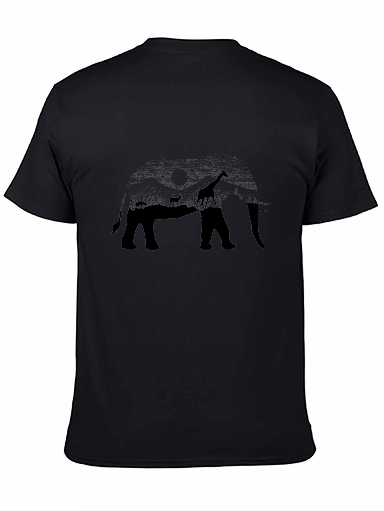 Elephant Silhouette Graphic Tee - Black