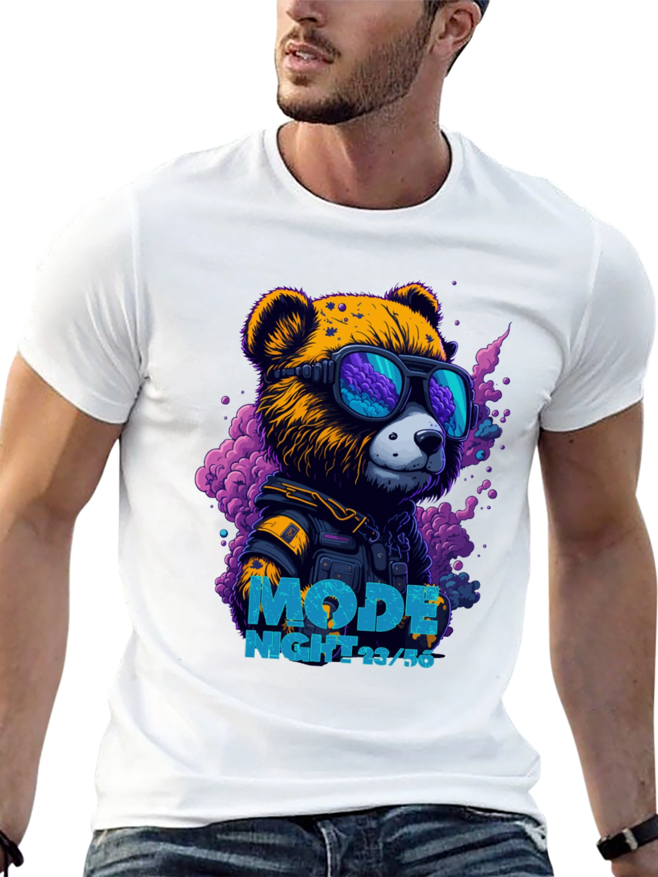 Cyberpunk Bear Graphic Tee - Mode Night