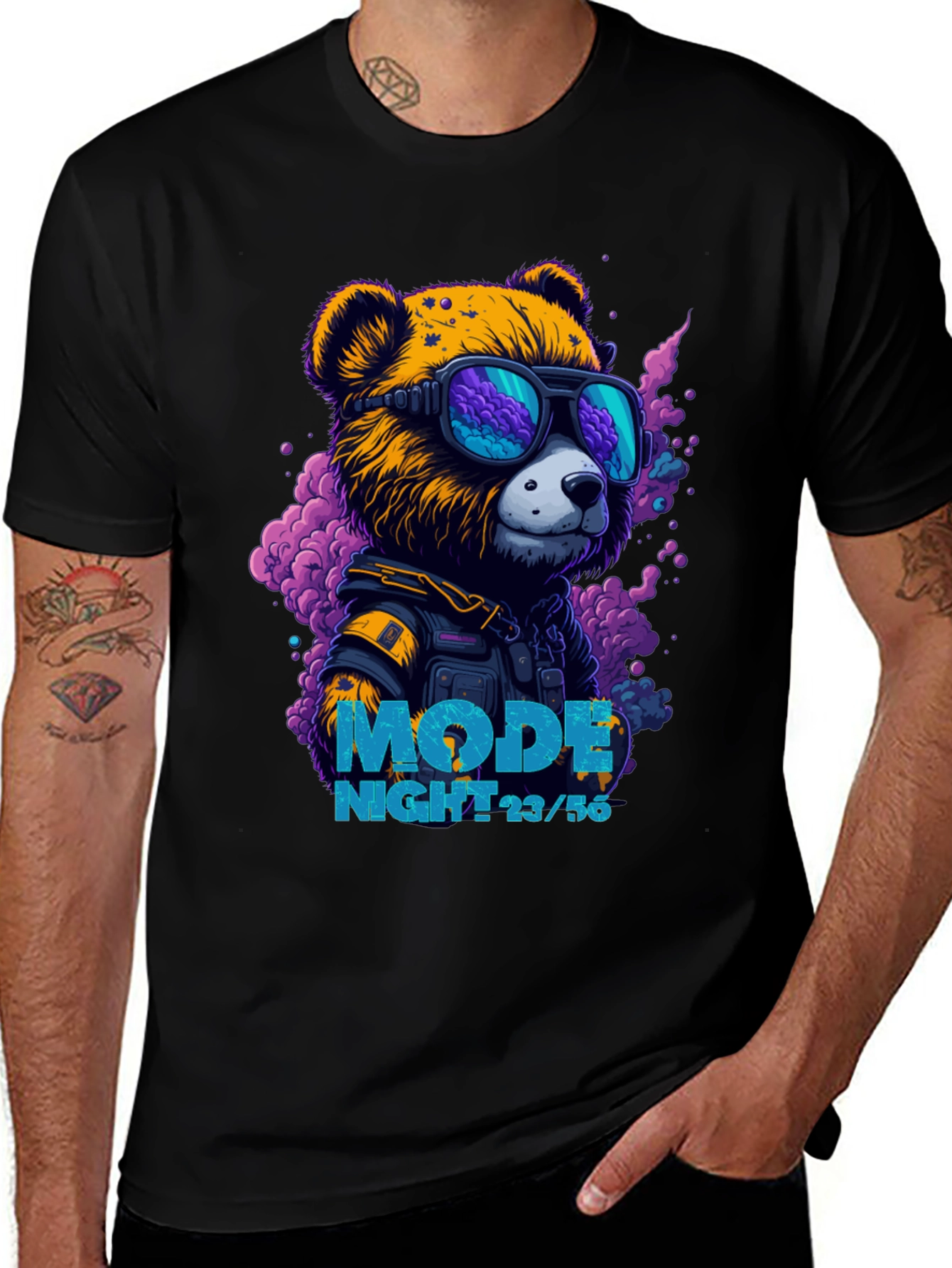 Cyberpunk Bear Graphic Tee - Mode Night