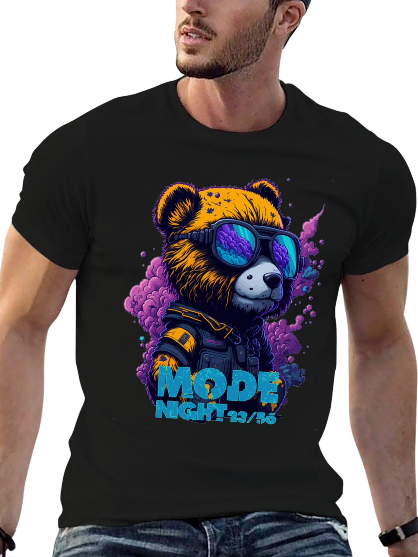 Cyberpunk Bear Graphic Tee - Mode Night