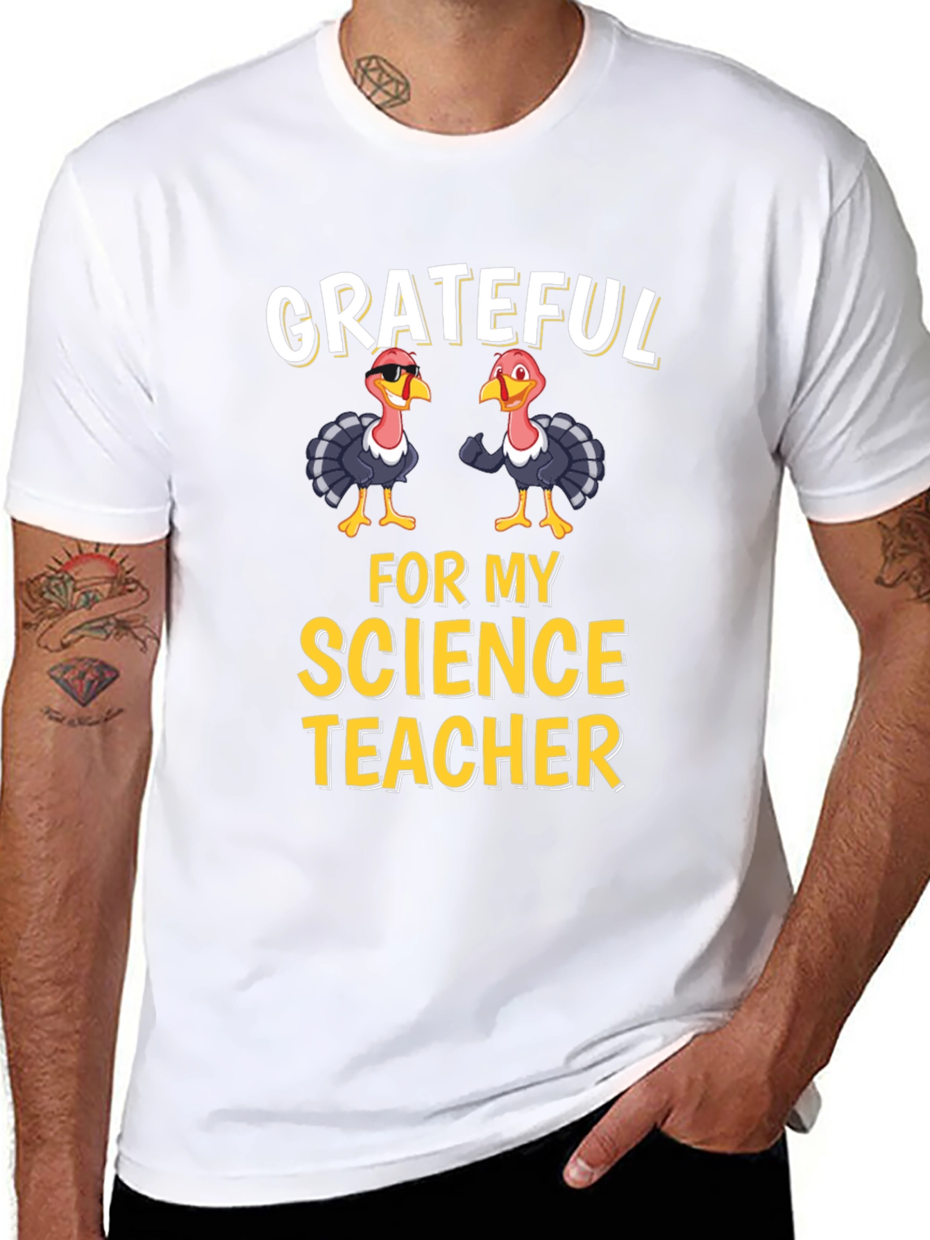 Grateful Science Teacher Thanksgiving Turkey T-Shirt