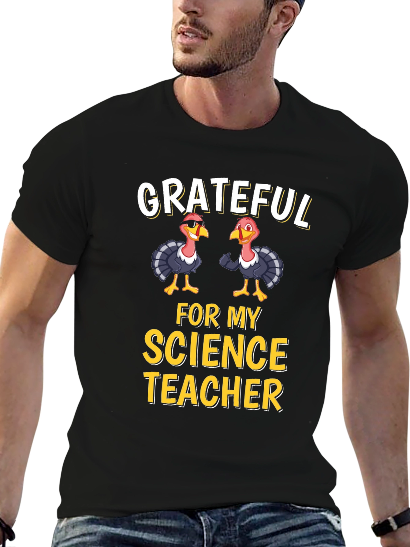 Grateful Science Teacher Thanksgiving Turkey T-Shirt