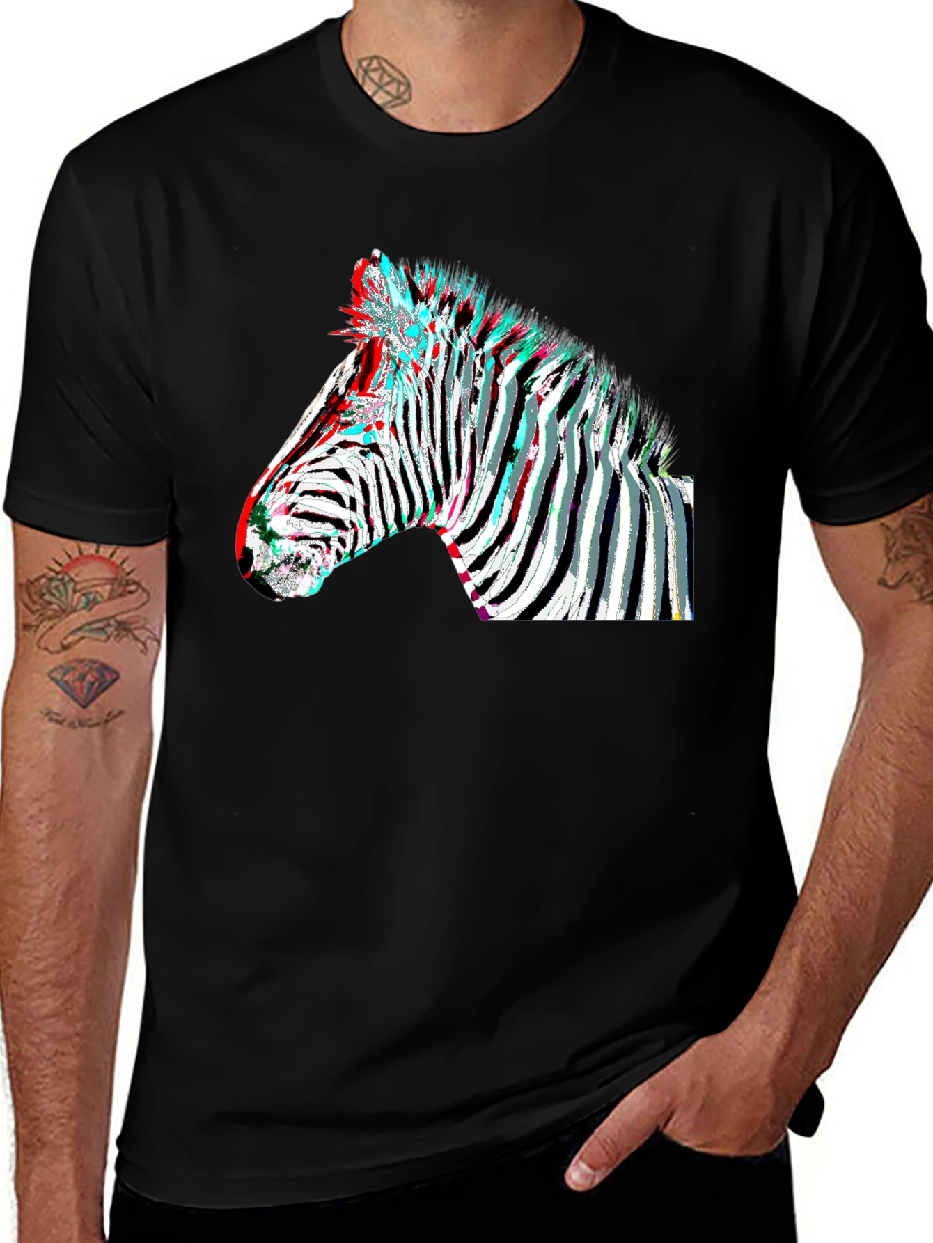Zebra Glitch Graphic Tee - Modern Animal Print
