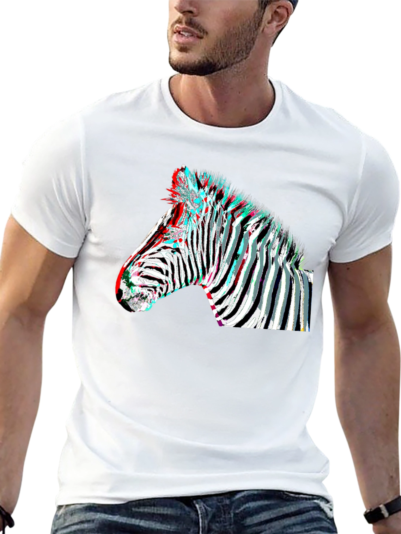 Zebra Glitch Graphic Tee - Modern Animal Print