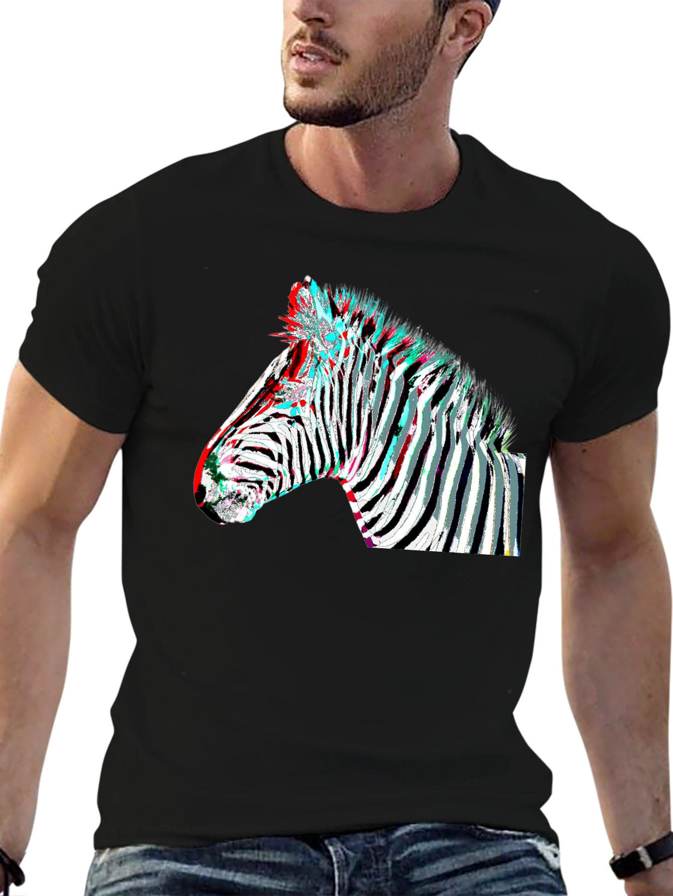 Zebra Glitch Graphic Tee - Modern Animal Print