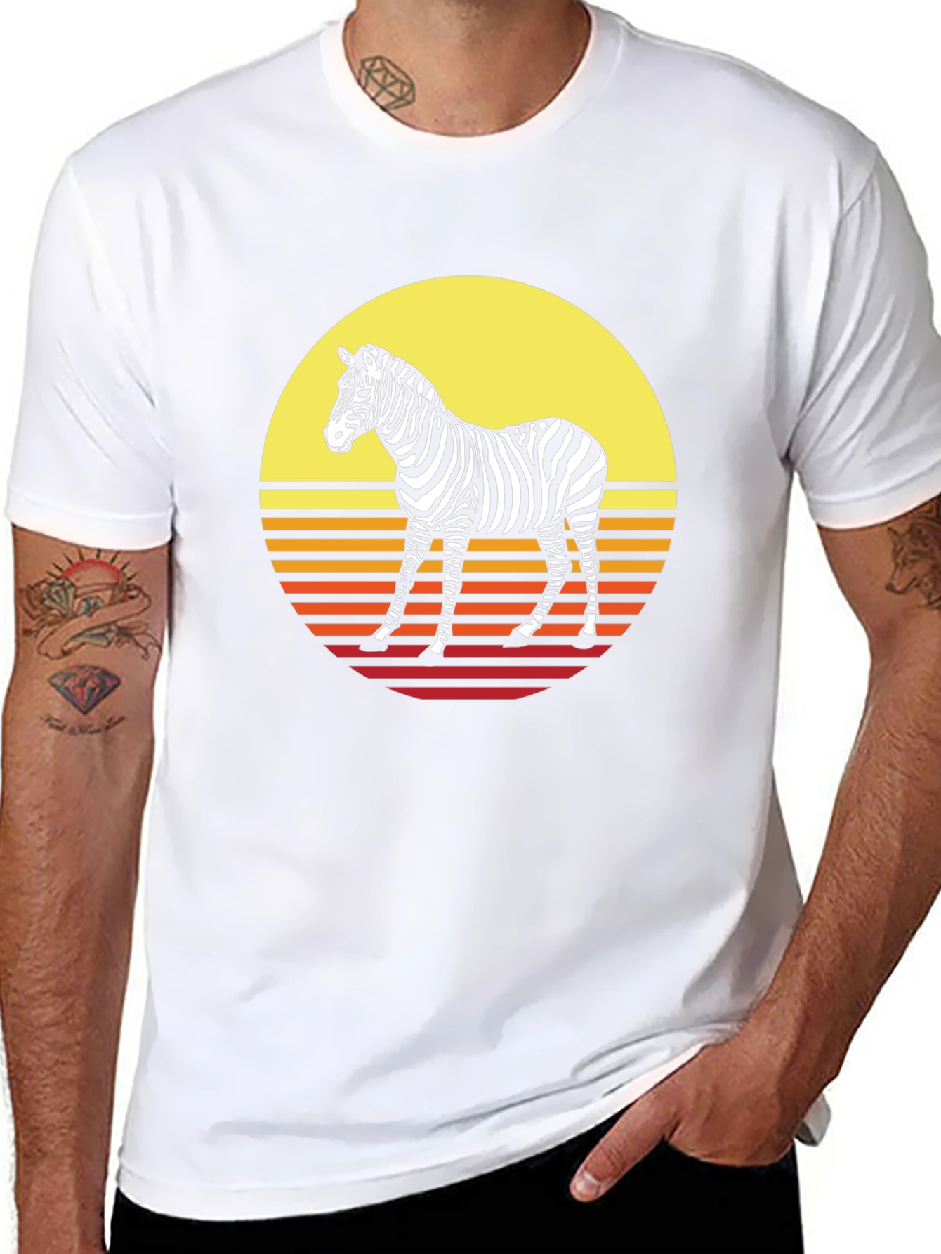 Retro Zebra Graphic Tee - Sunset Style