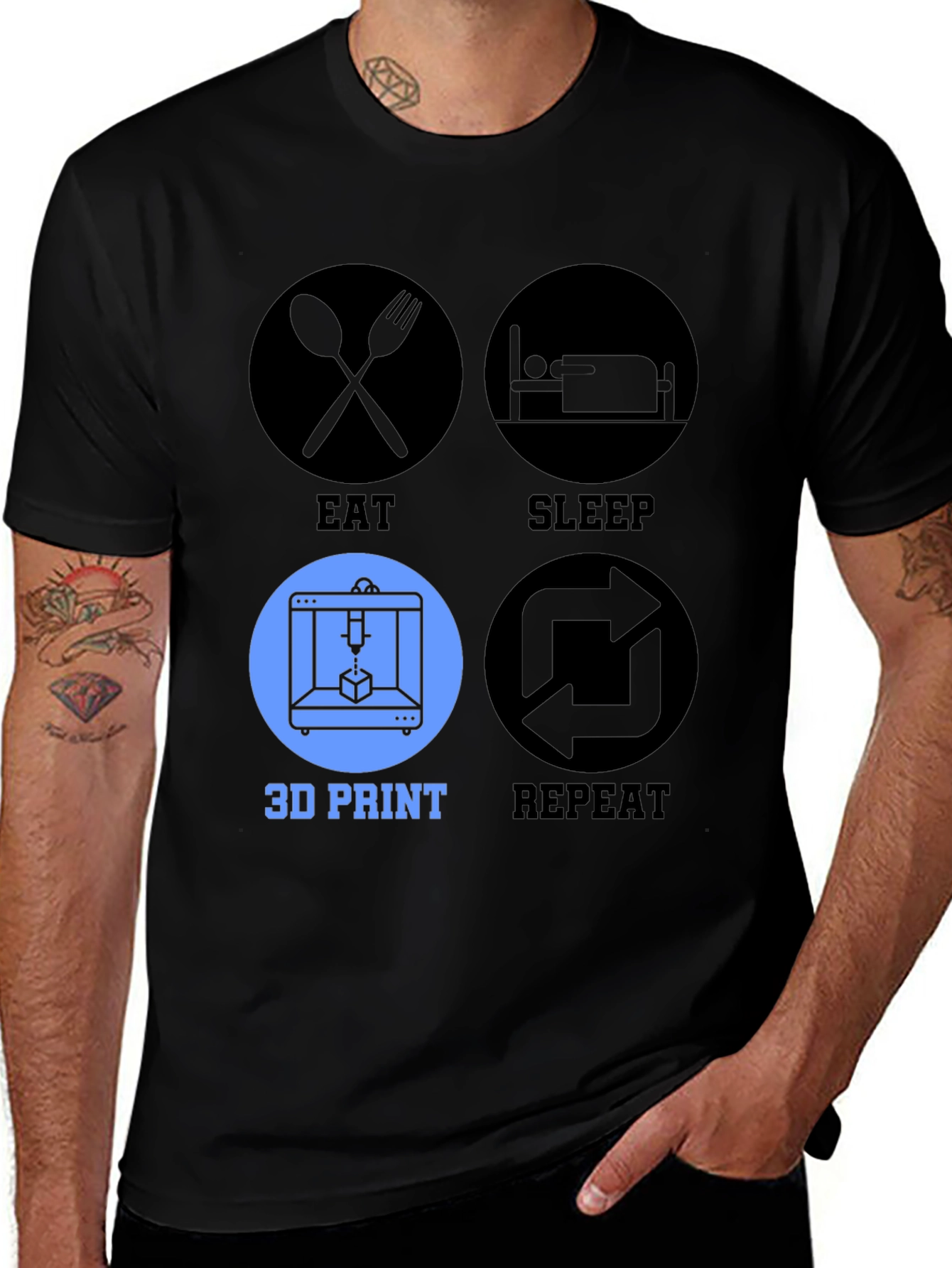 Eat Sleep 3D Print Repeat T-Shirt