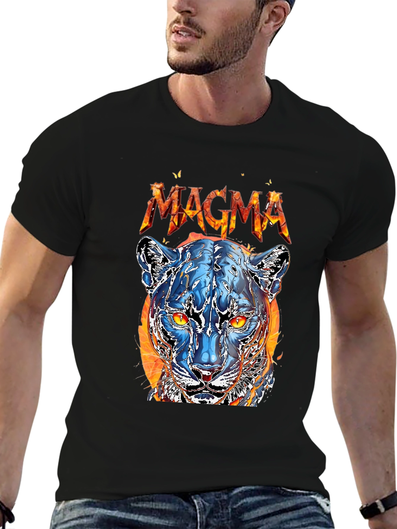 Magma Panther Graphic Tee - Cool Fire Design