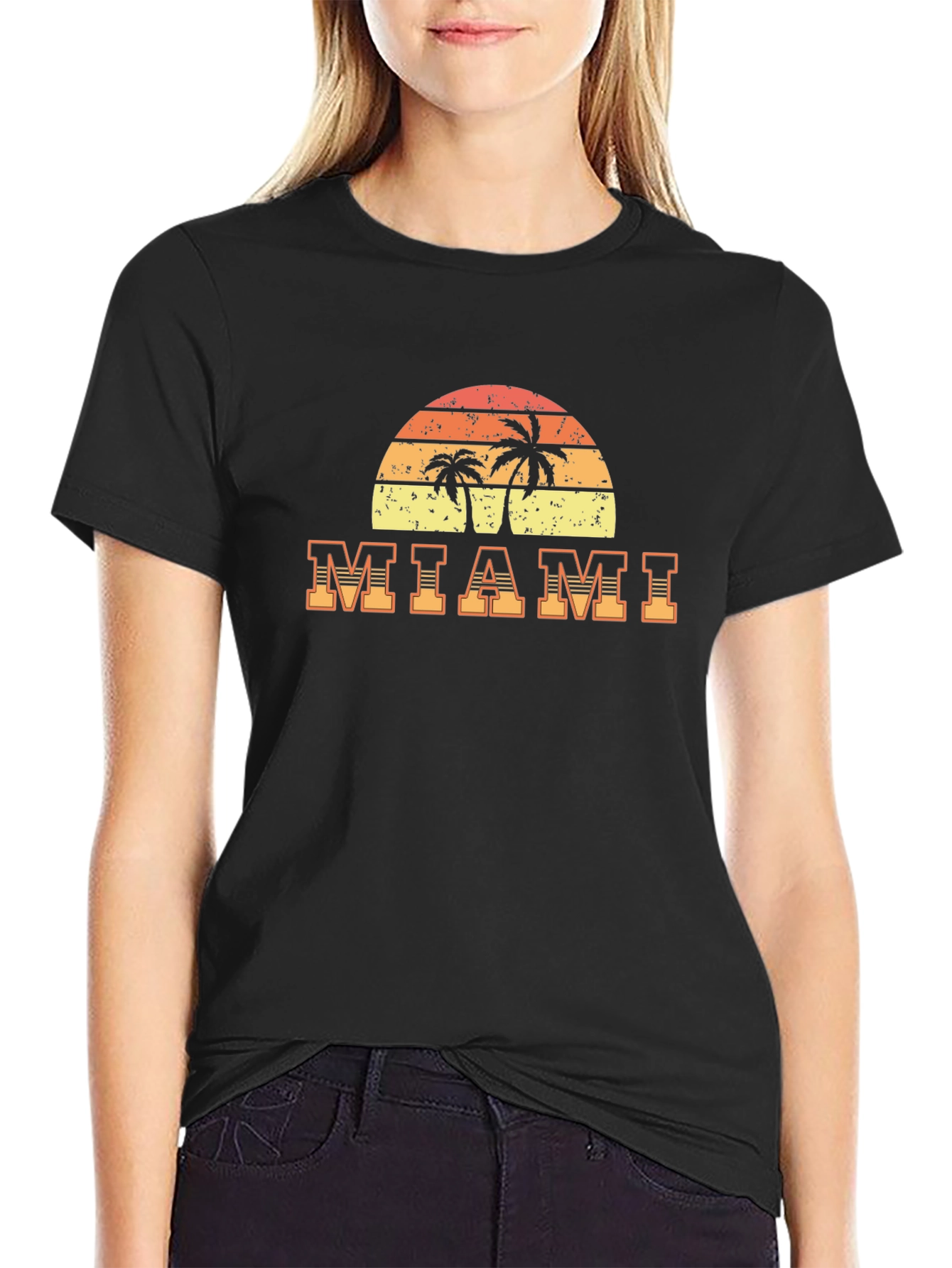 Miami Palm Tree Sunset Graphic T-Shirt