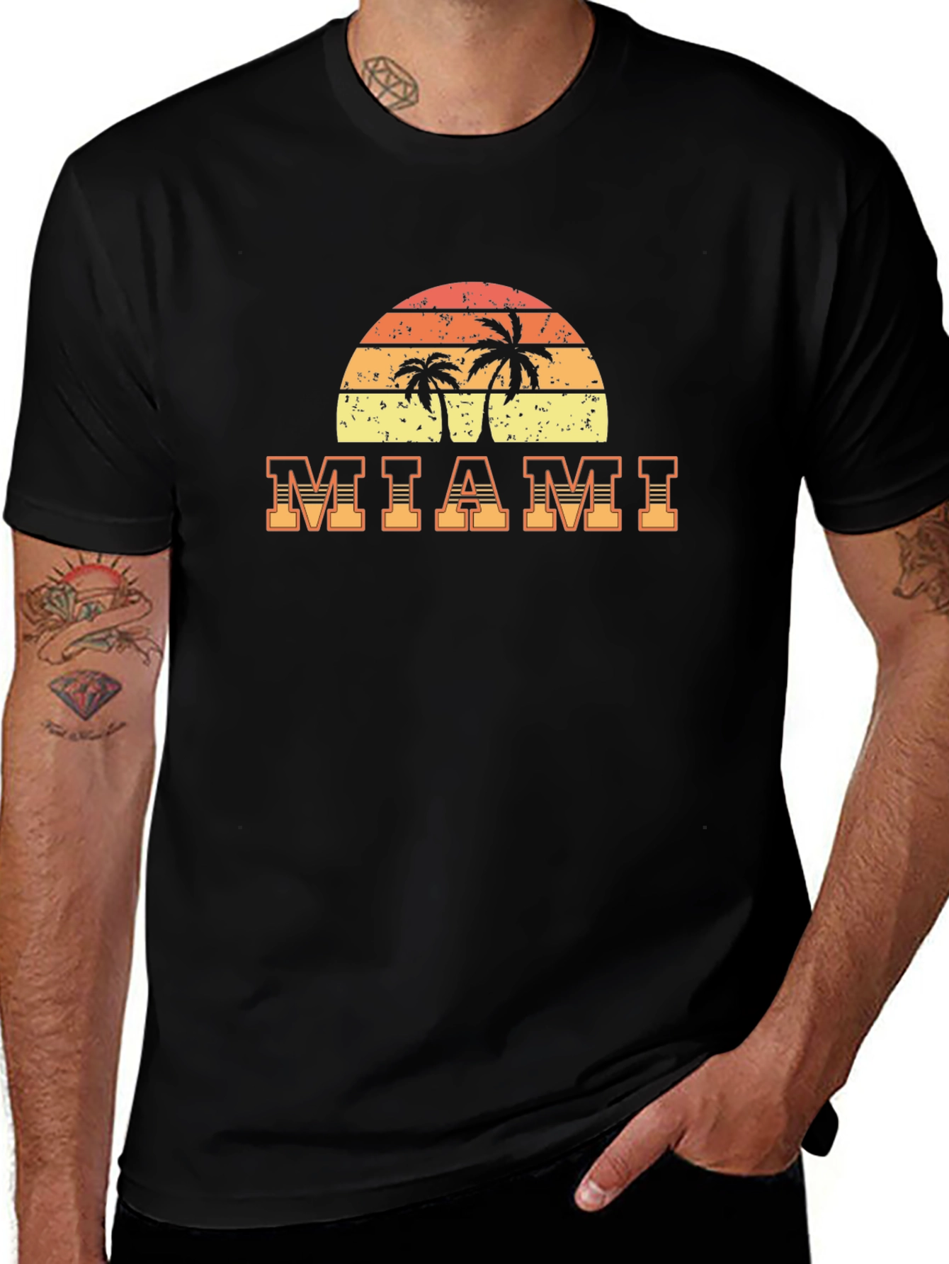 Miami Palm Tree Sunset Graphic T-Shirt
