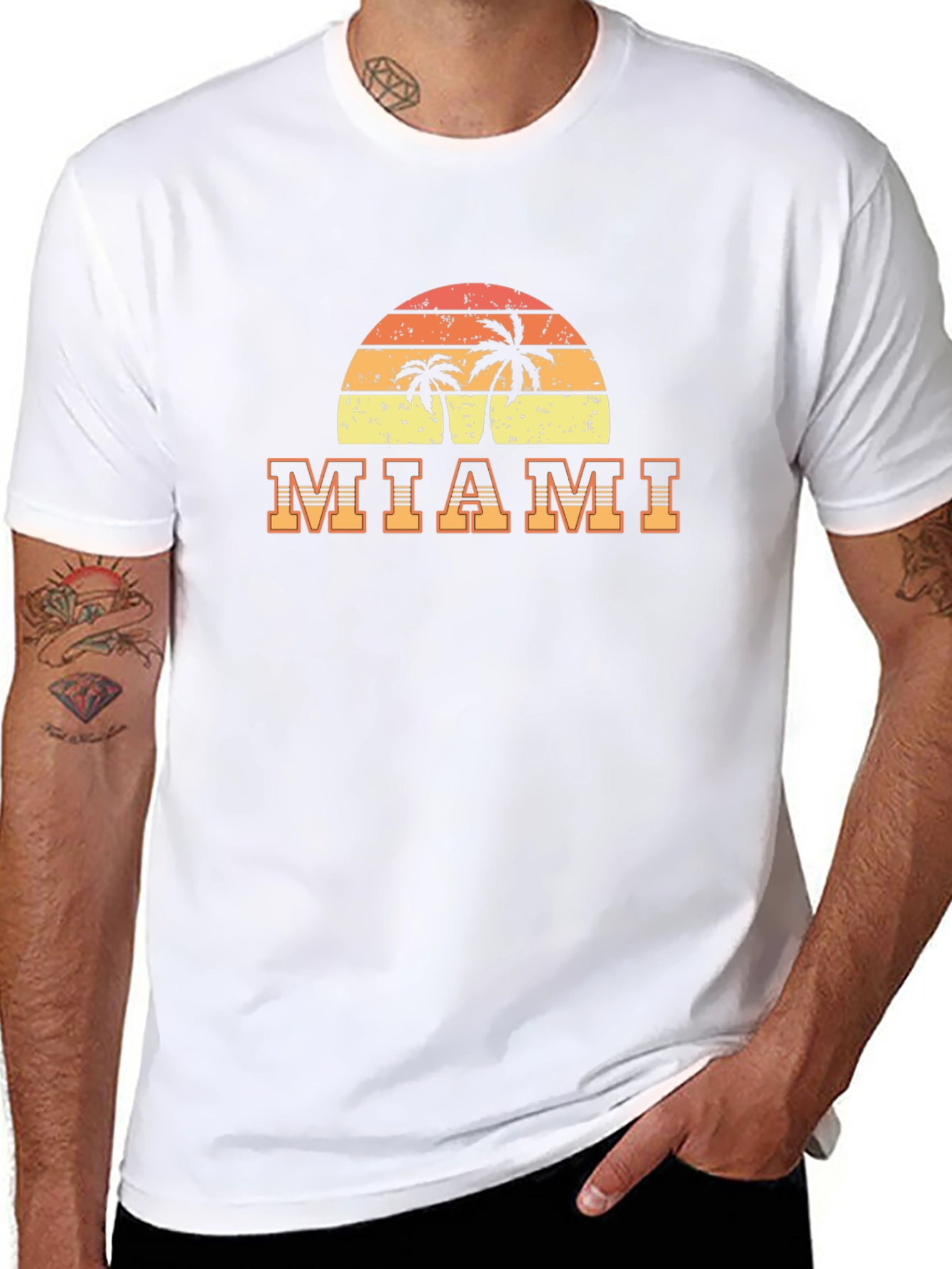 Miami Palm Tree Sunset Graphic T-Shirt