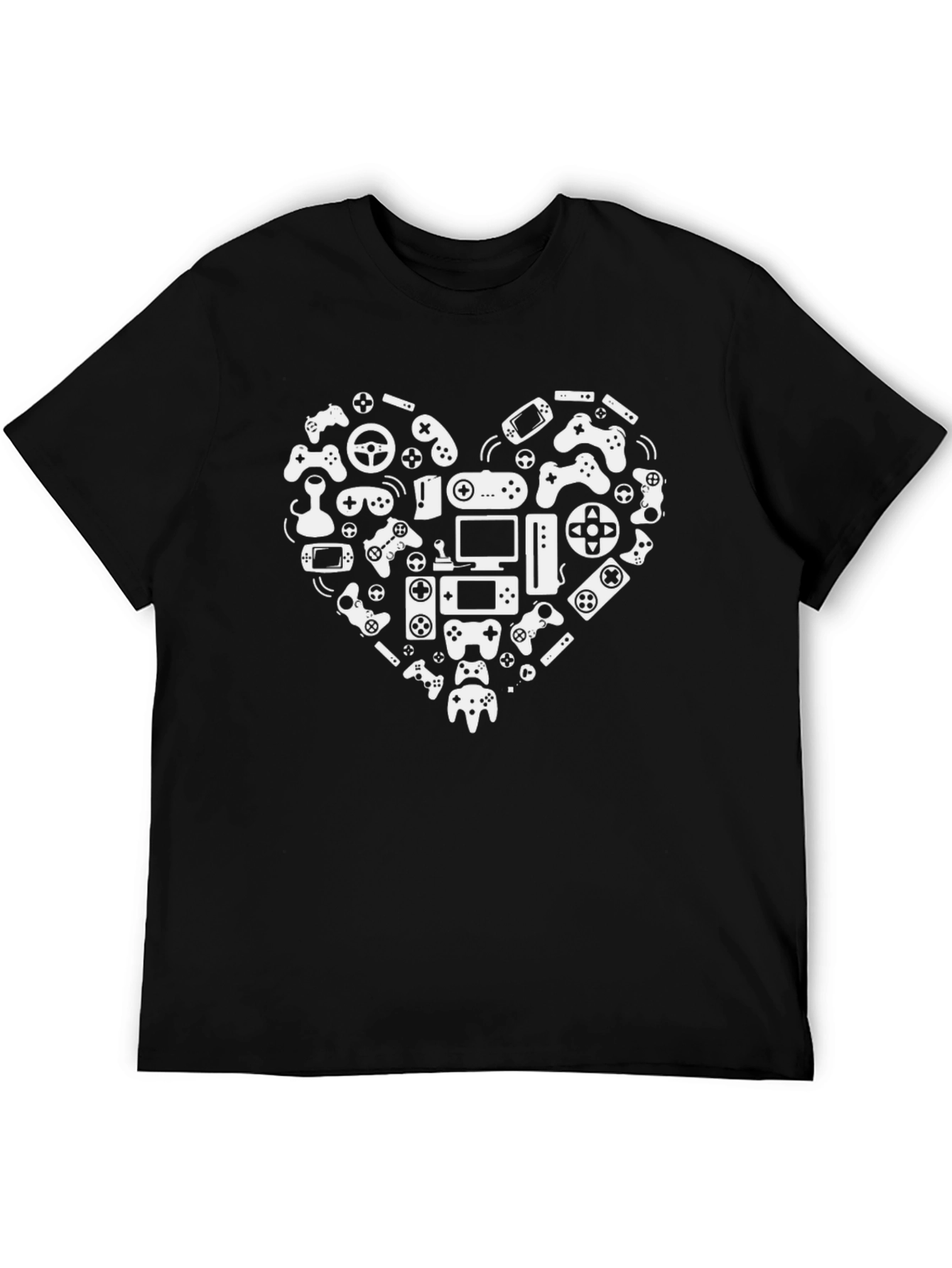 Gamer Heart Graphic T-Shirt - Black Cotton Tee