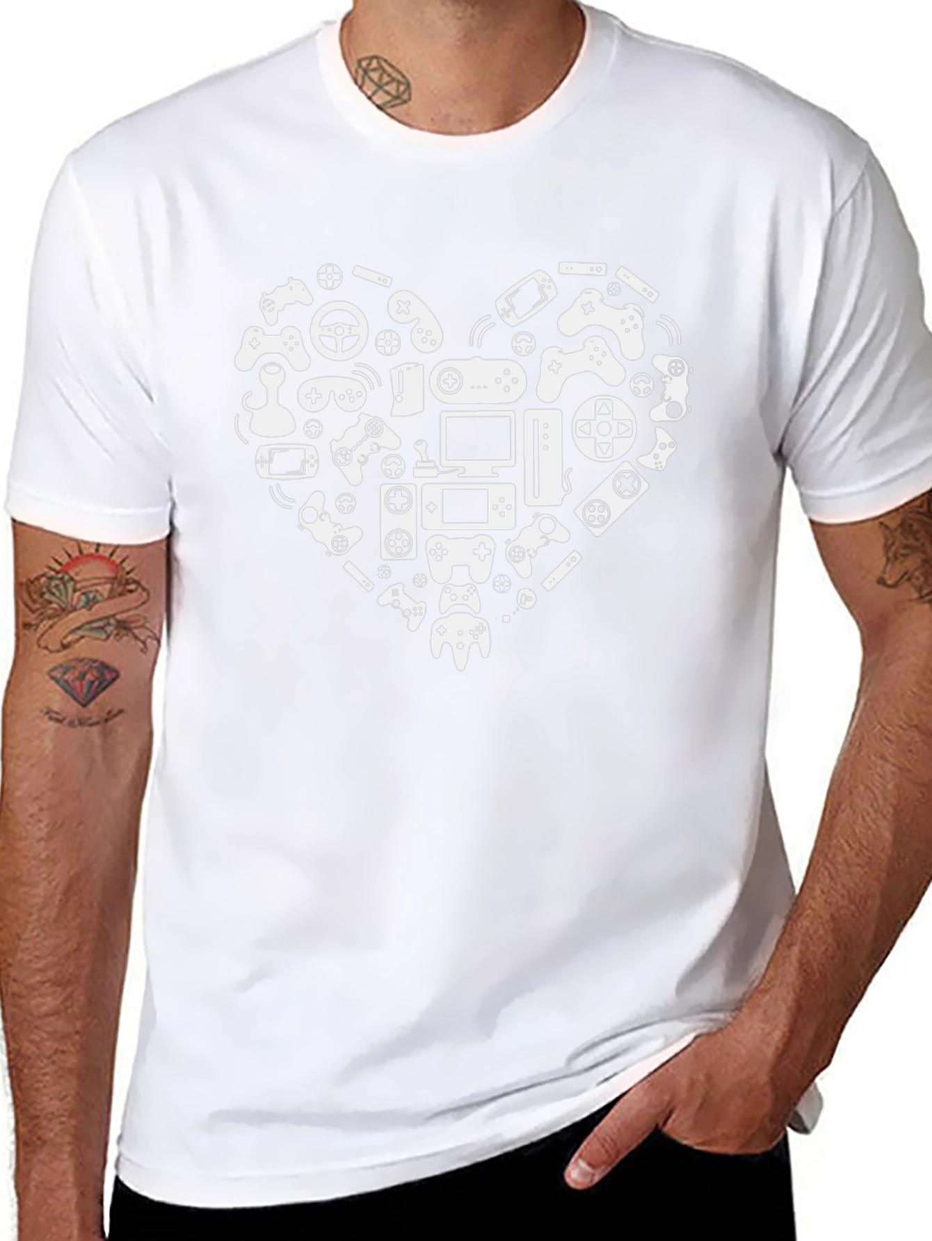 Gamer Heart Graphic T-Shirt - Black Cotton Tee