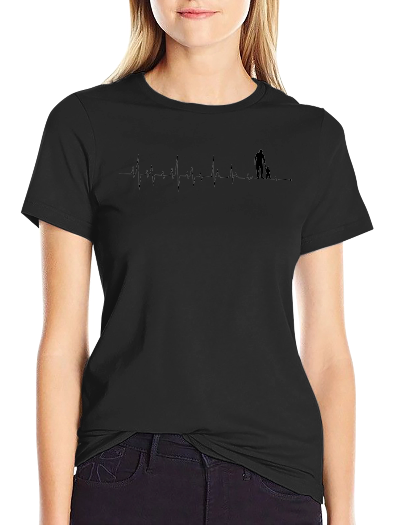 Dad & Son Heartbeat Graphic Tee - Black