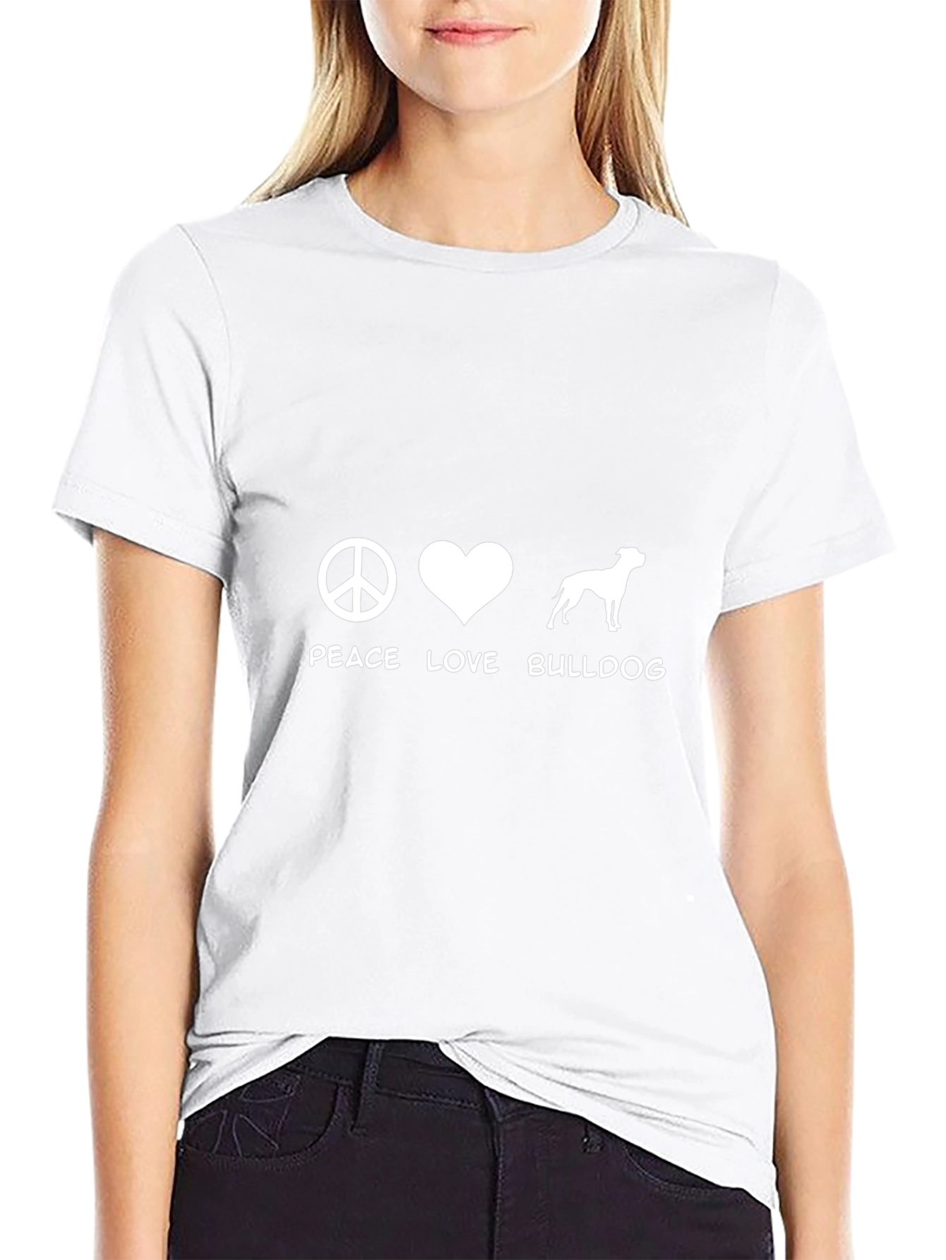 Peace Love Bulldog Graphic T-Shirt