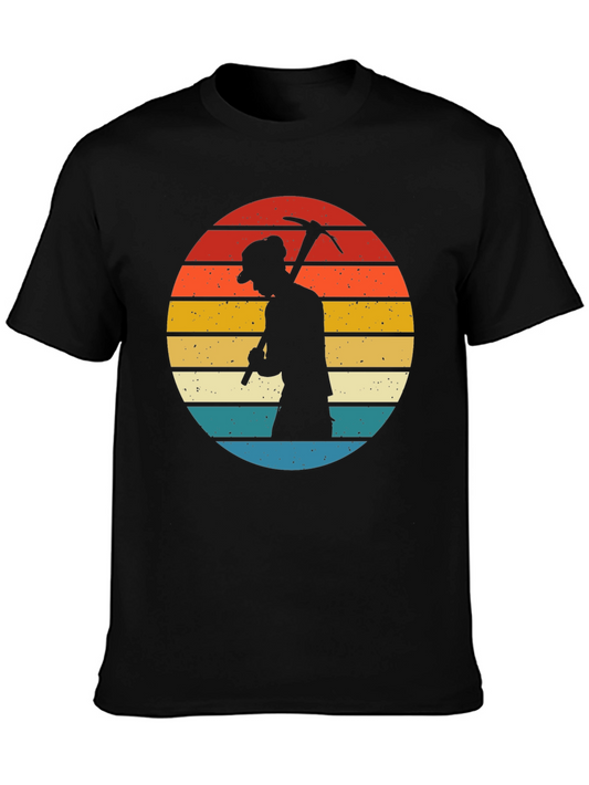Vintage Miner Silhouette T-Shirt - Retro Style