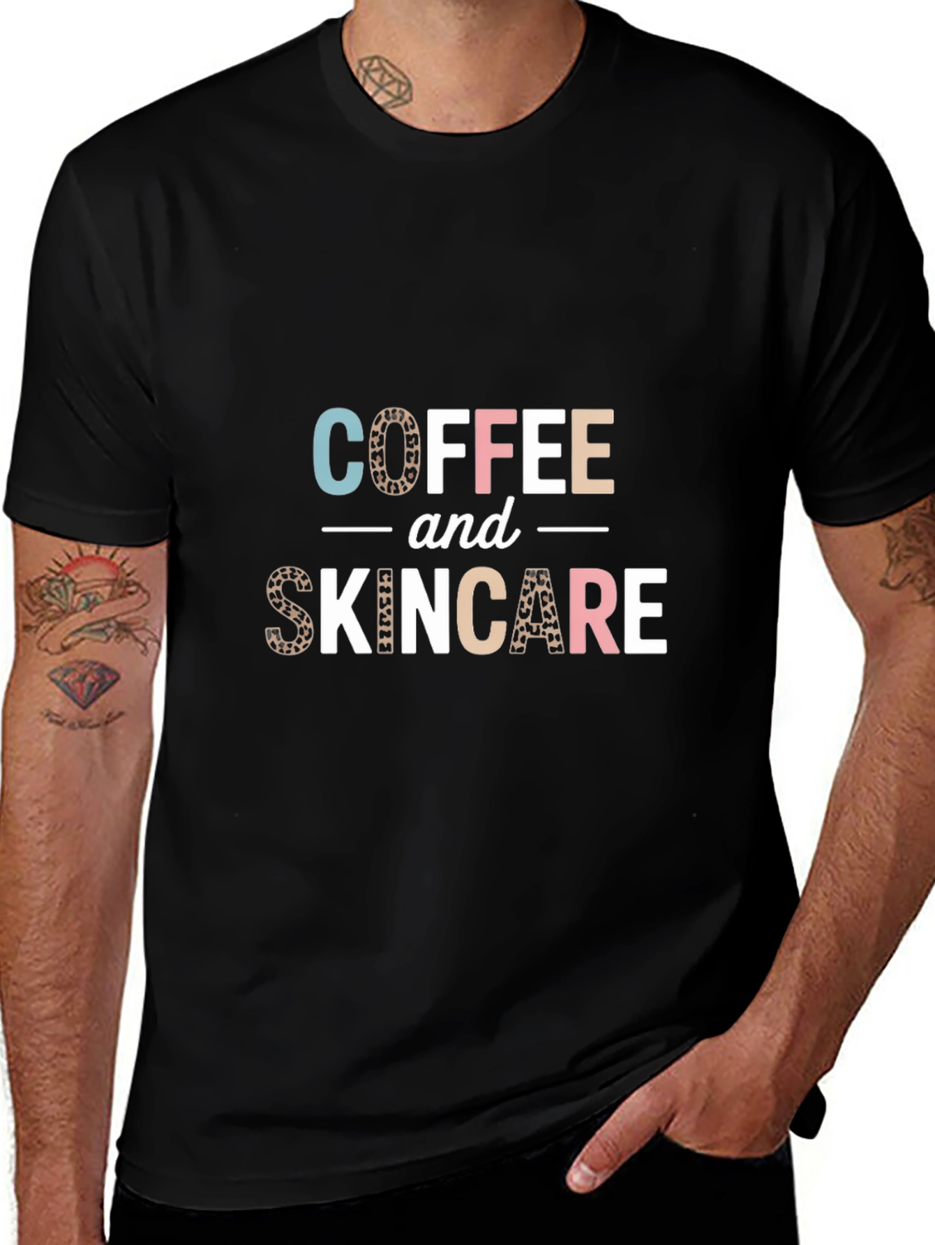 Coffee & Skincare T-Shirt - Leopard Print