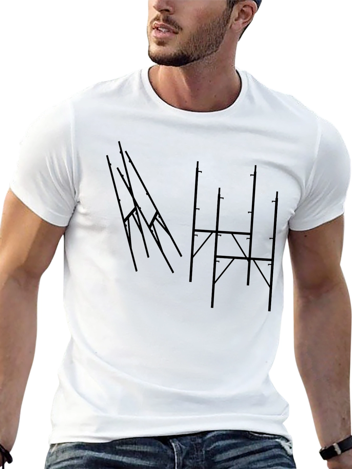 Abstract Geometric Graphic Tee - Mens Black T-Shirt