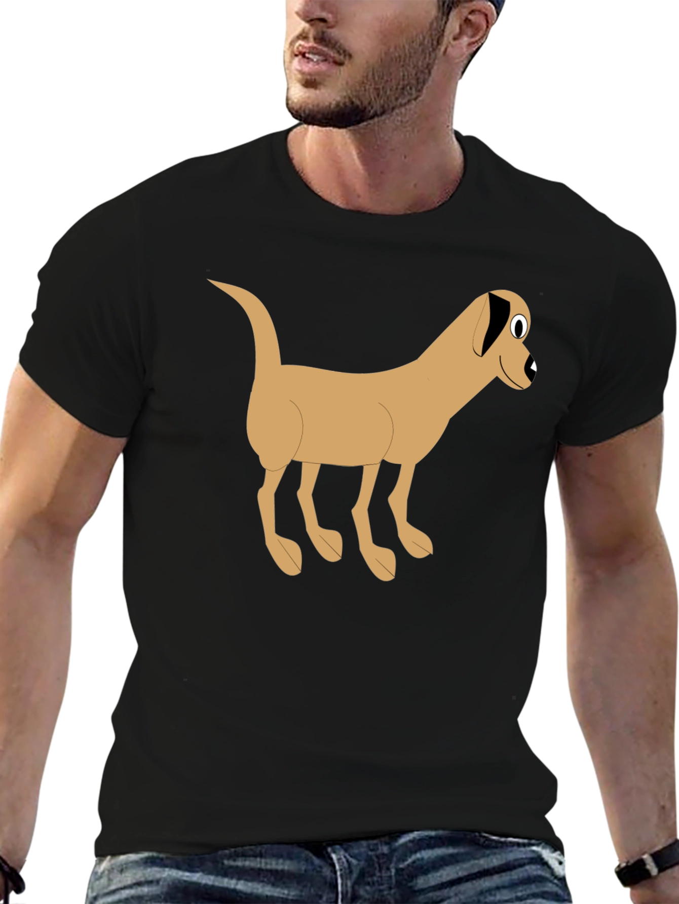 Cartoon Dog Graphic Black T-Shirt