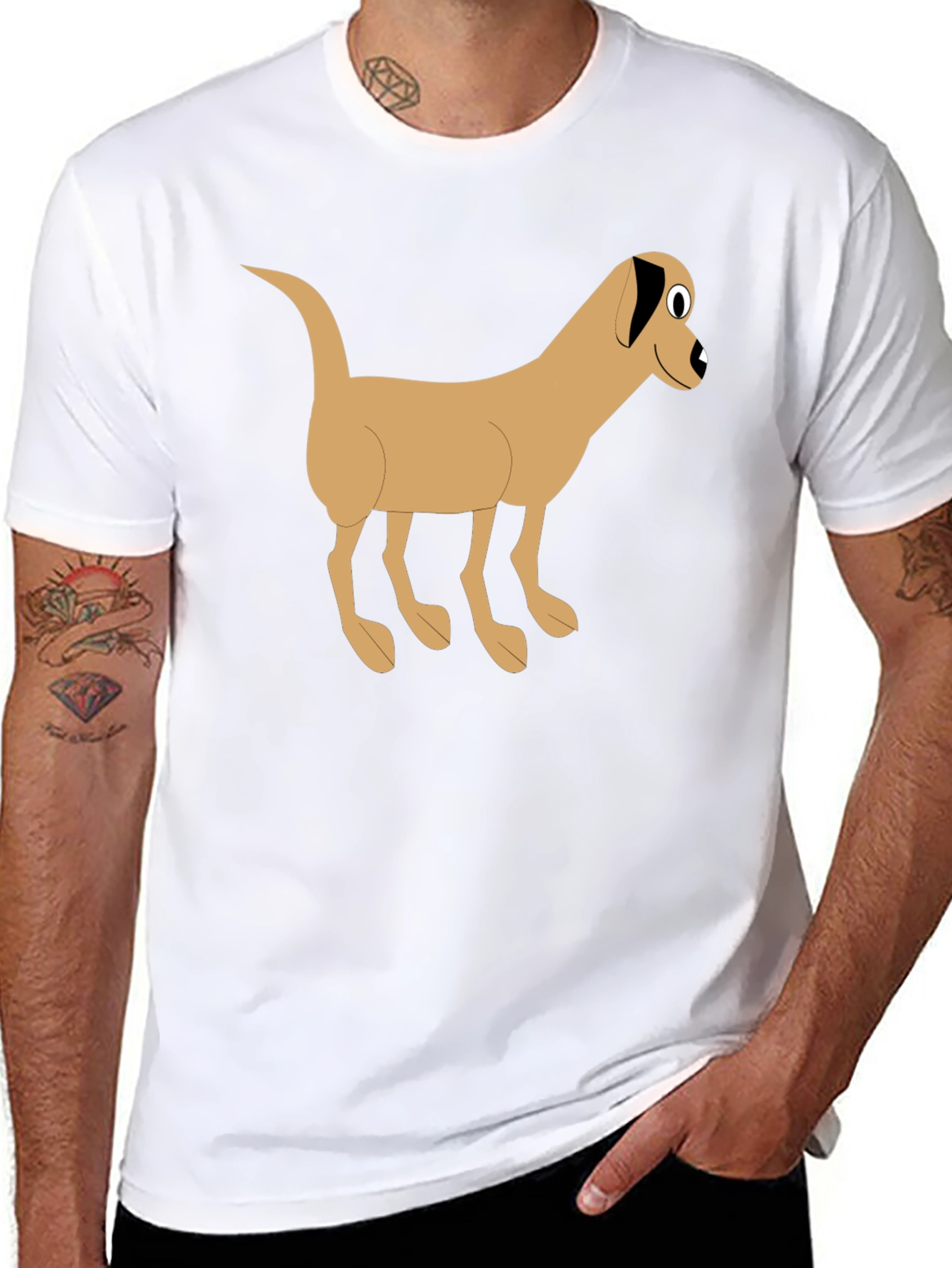 Cartoon Dog Graphic Black T-Shirt