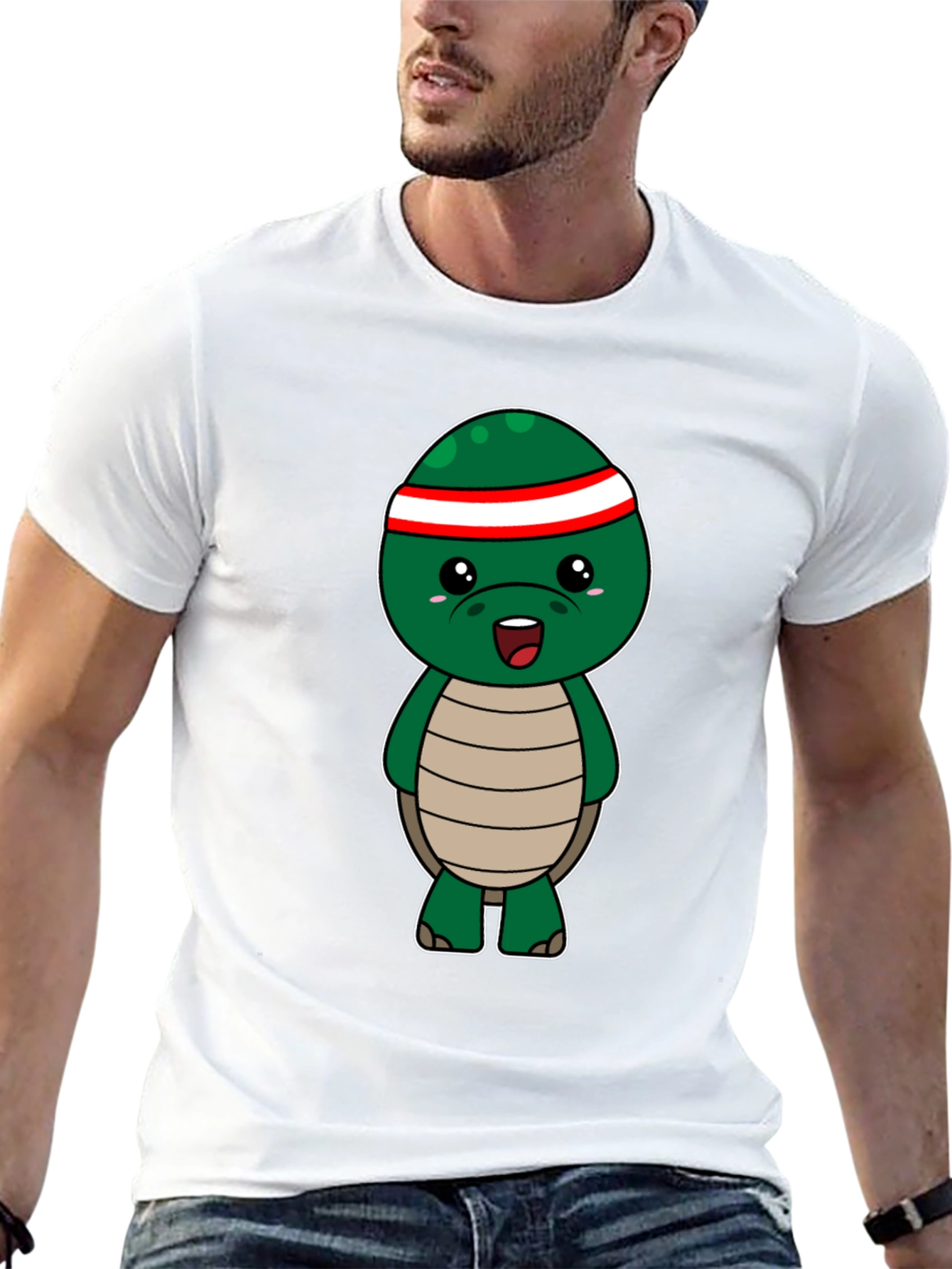 Cute Turtle Graphic Tee - Black Cotton T-Shirt