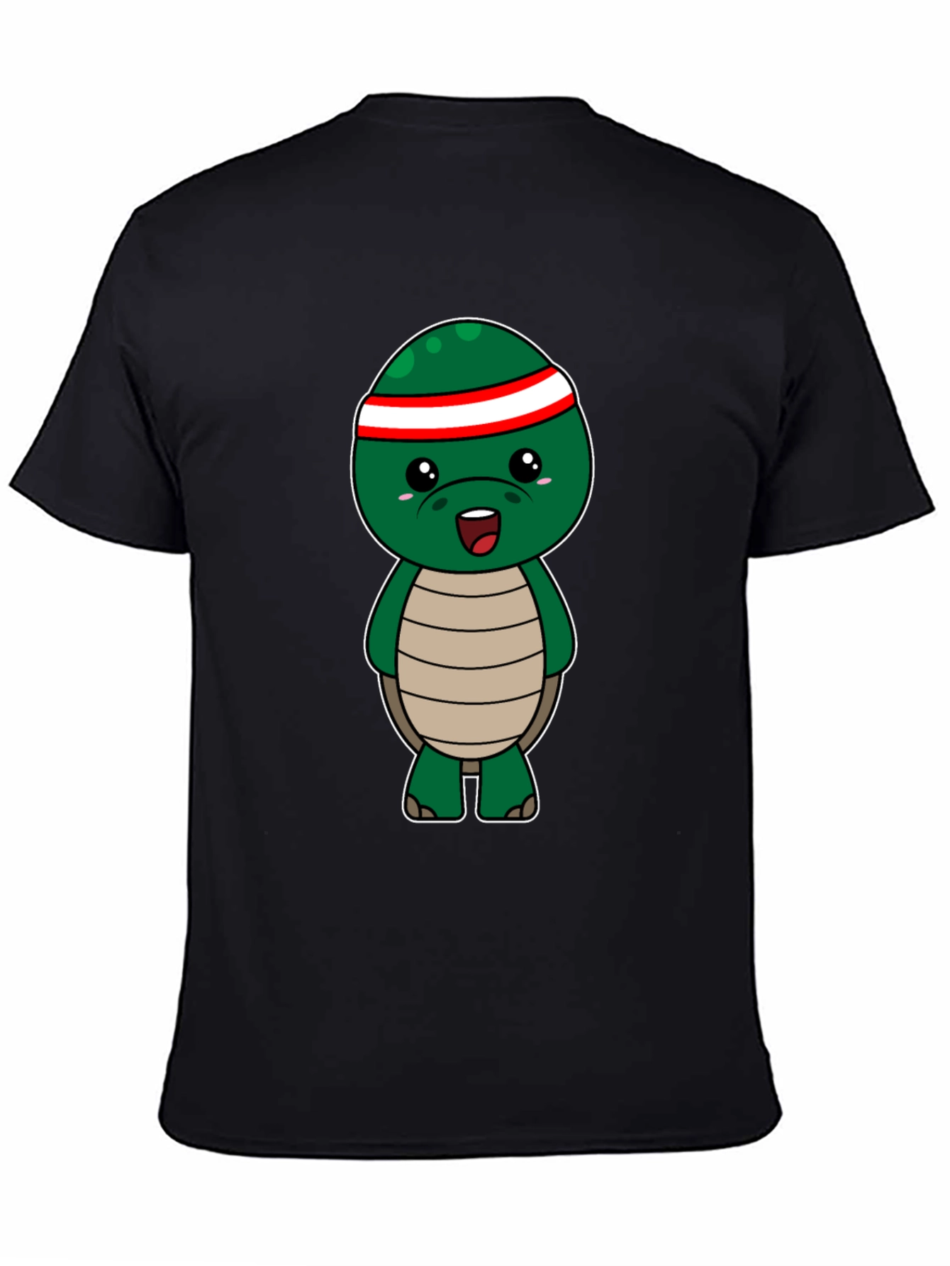 Cute Turtle Graphic Tee - Black Cotton T-Shirt
