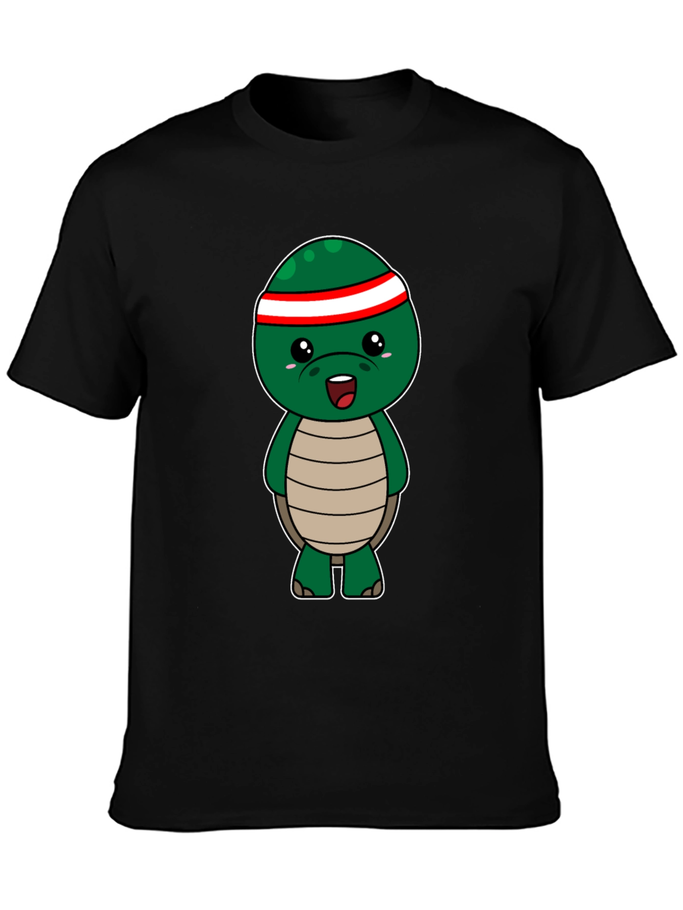 Cute Turtle Graphic Tee - Black Cotton T-Shirt