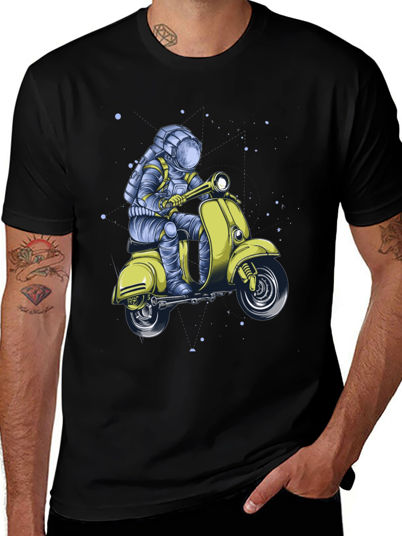 Astronaut on Scooter Graphic Tee - Black