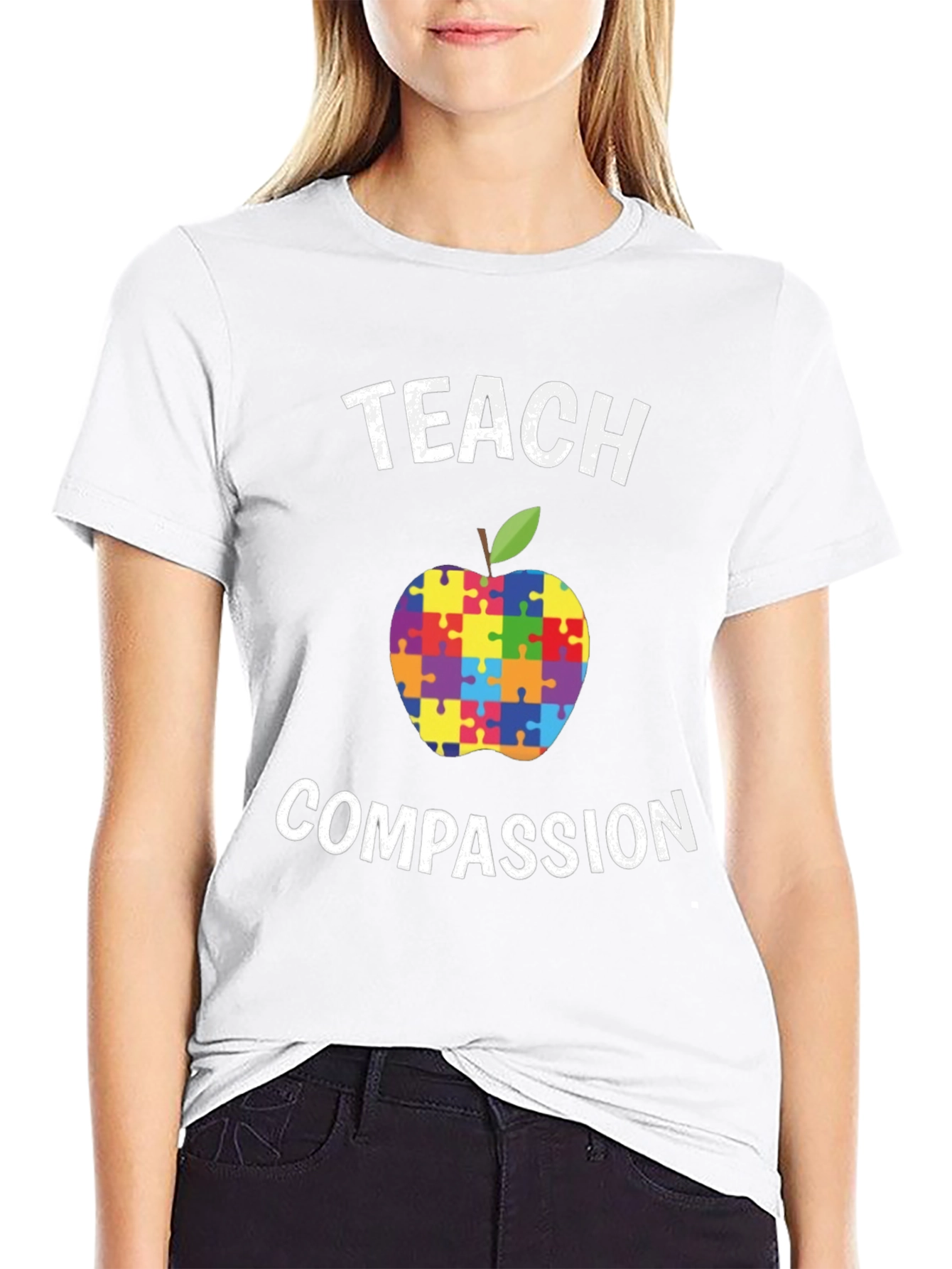 Teach Compassion Puzzle Apple T-Shirt